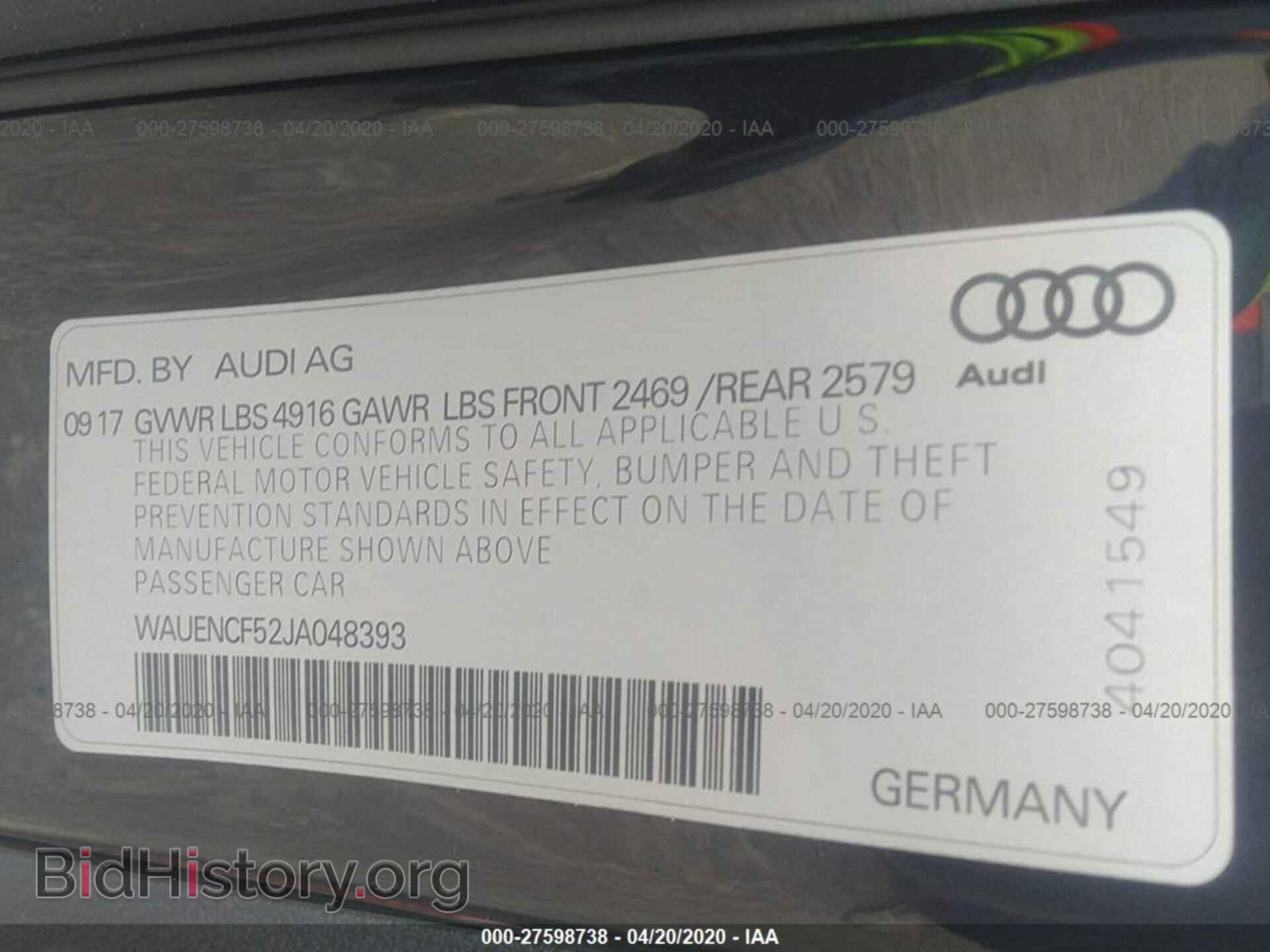 2018 AUDI A5 - VIN: WAUENCF52JA048393 - Фото 9