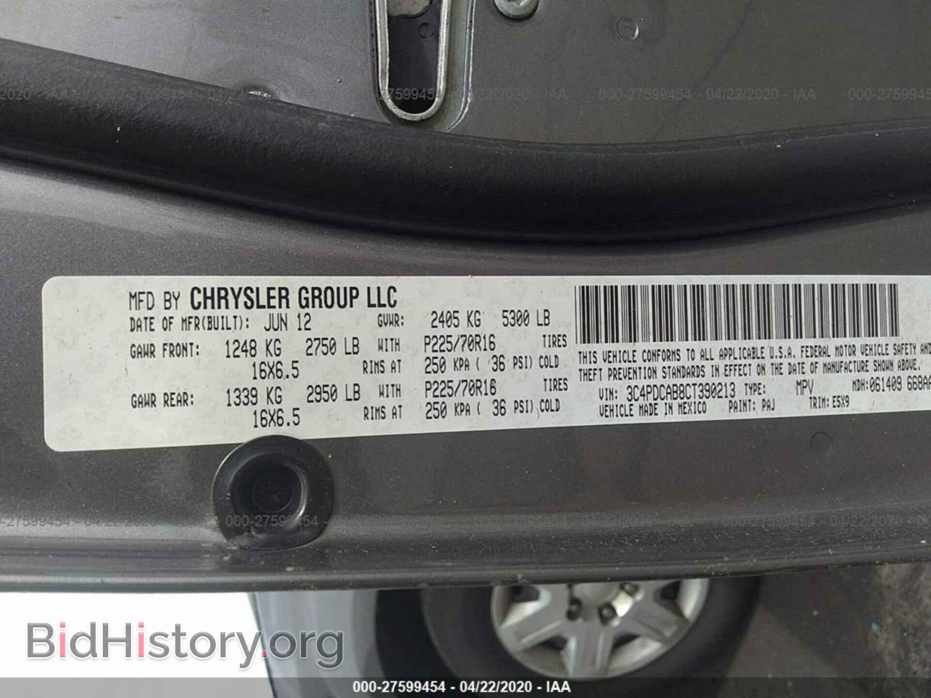 2012 DODGE JOURNEY - VIN: 3C4PDCAB8CT390213 - Фото 9