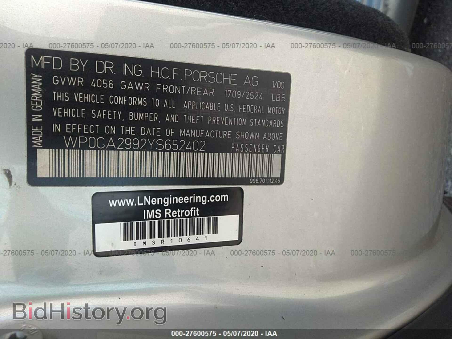 2000 PORSCHE 911 - VIN: WP0CA2992YS652402 - Фото 9