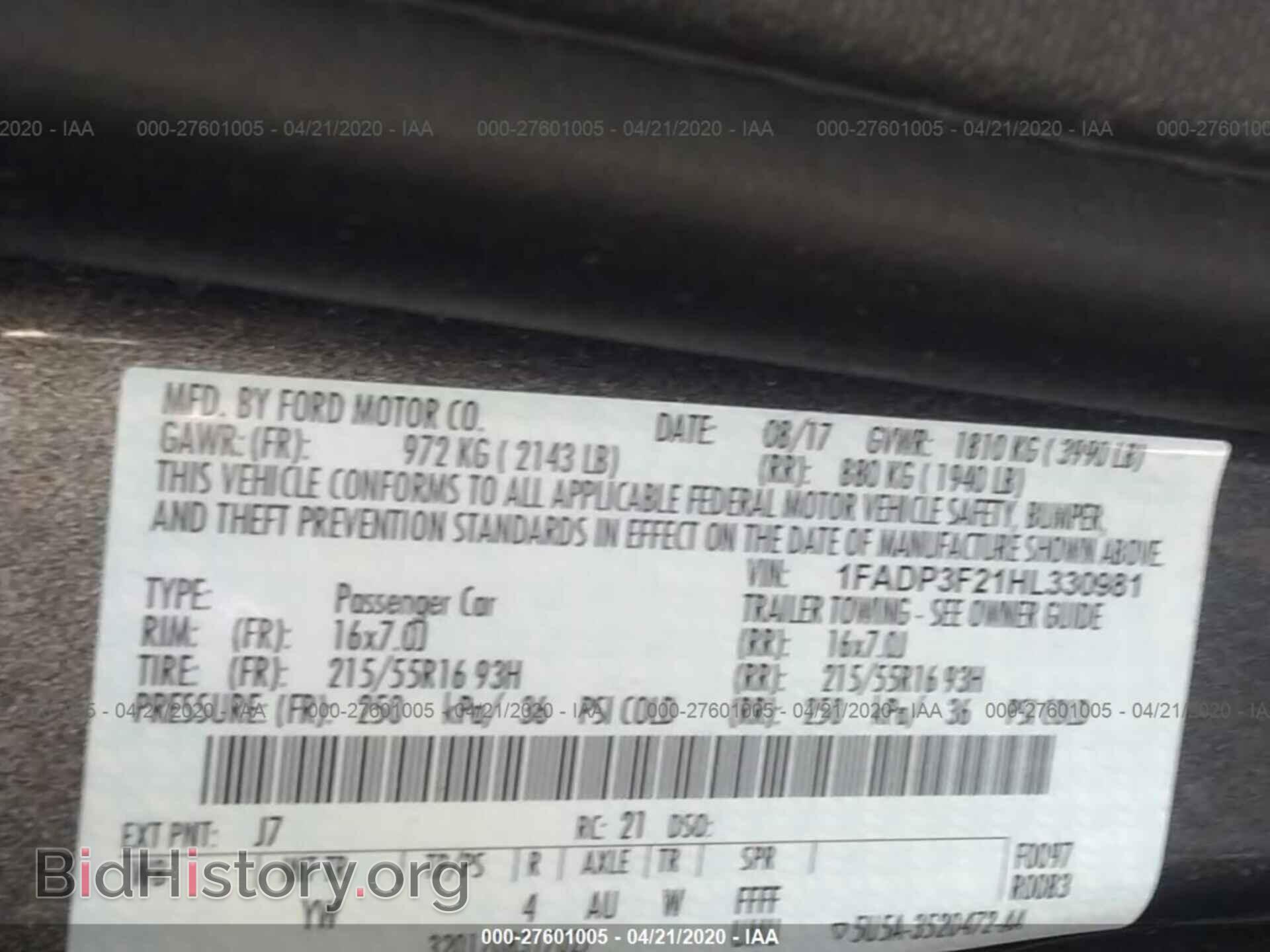 2017 FORD FOCUS - VIN: 1FADP3F21HL330981 - Фото 9