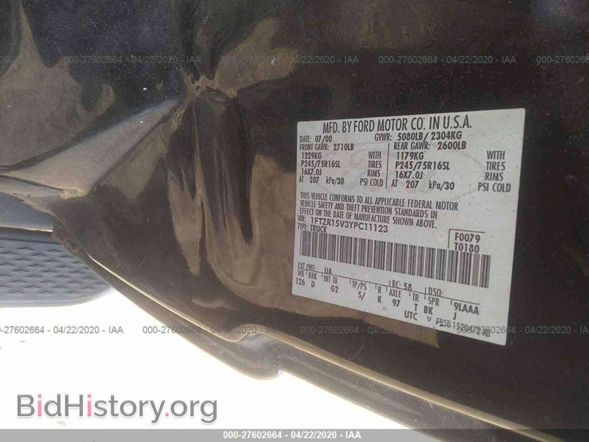 2000 FORD RANGER - VIN: 1FTZR15V3YPC11123 - Фото 9