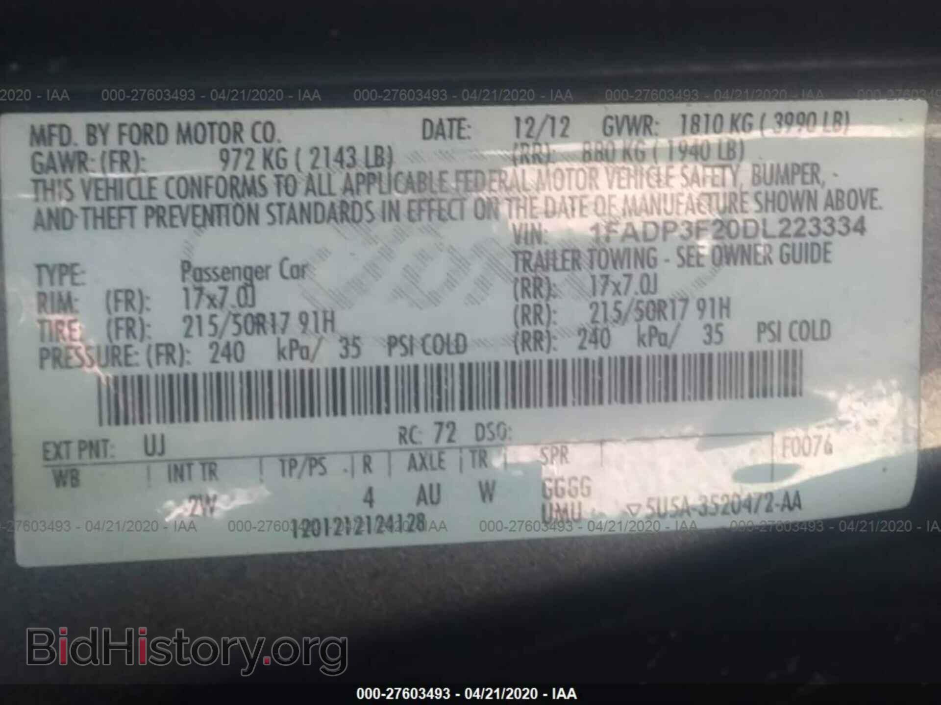 2013 FORD FOCUS - VIN: 1FADP3F20DL223334 - Фото 9