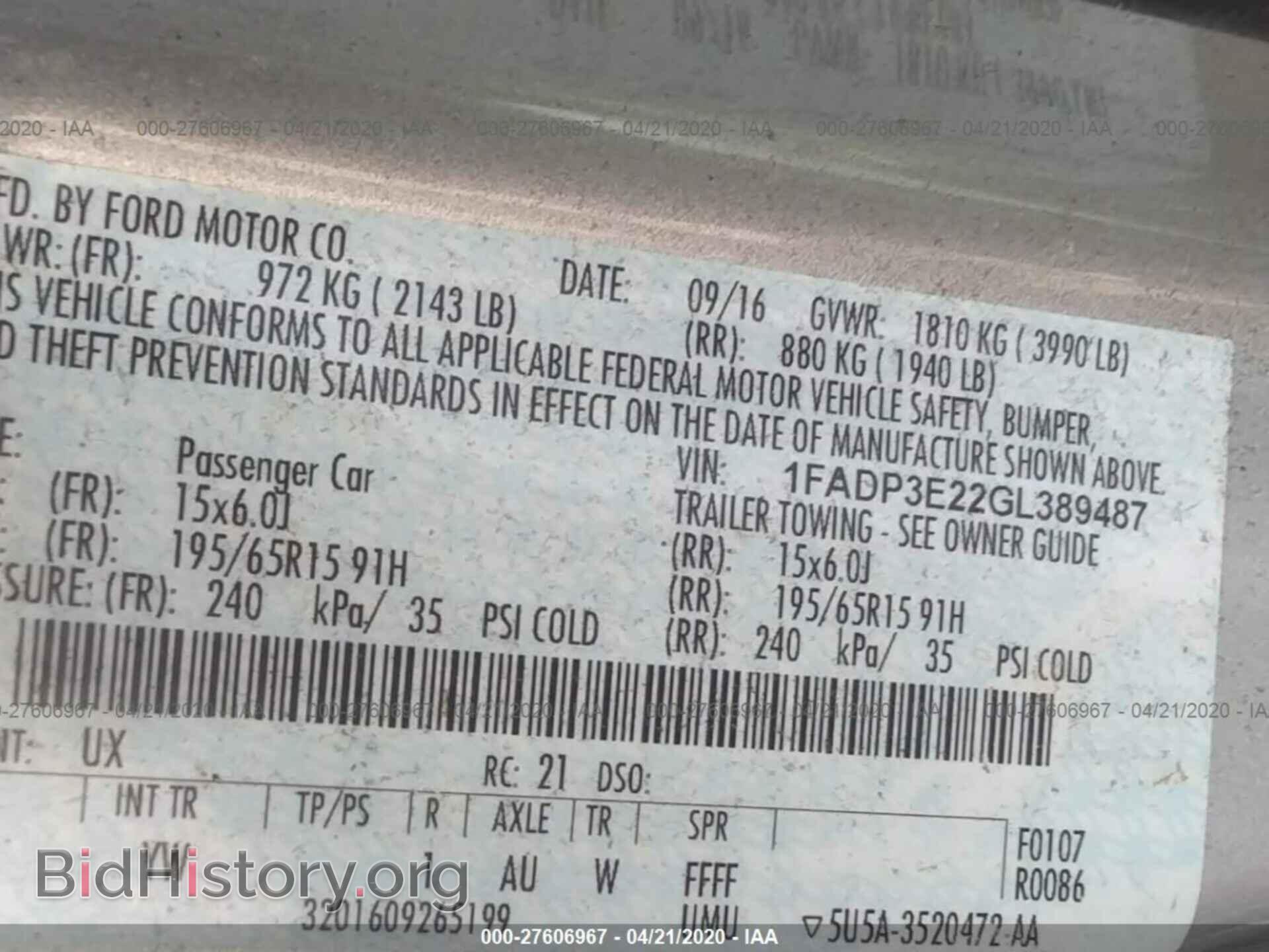 2016 FORD FOCUS - VIN: 1FADP3E22GL389487 - Photo 9