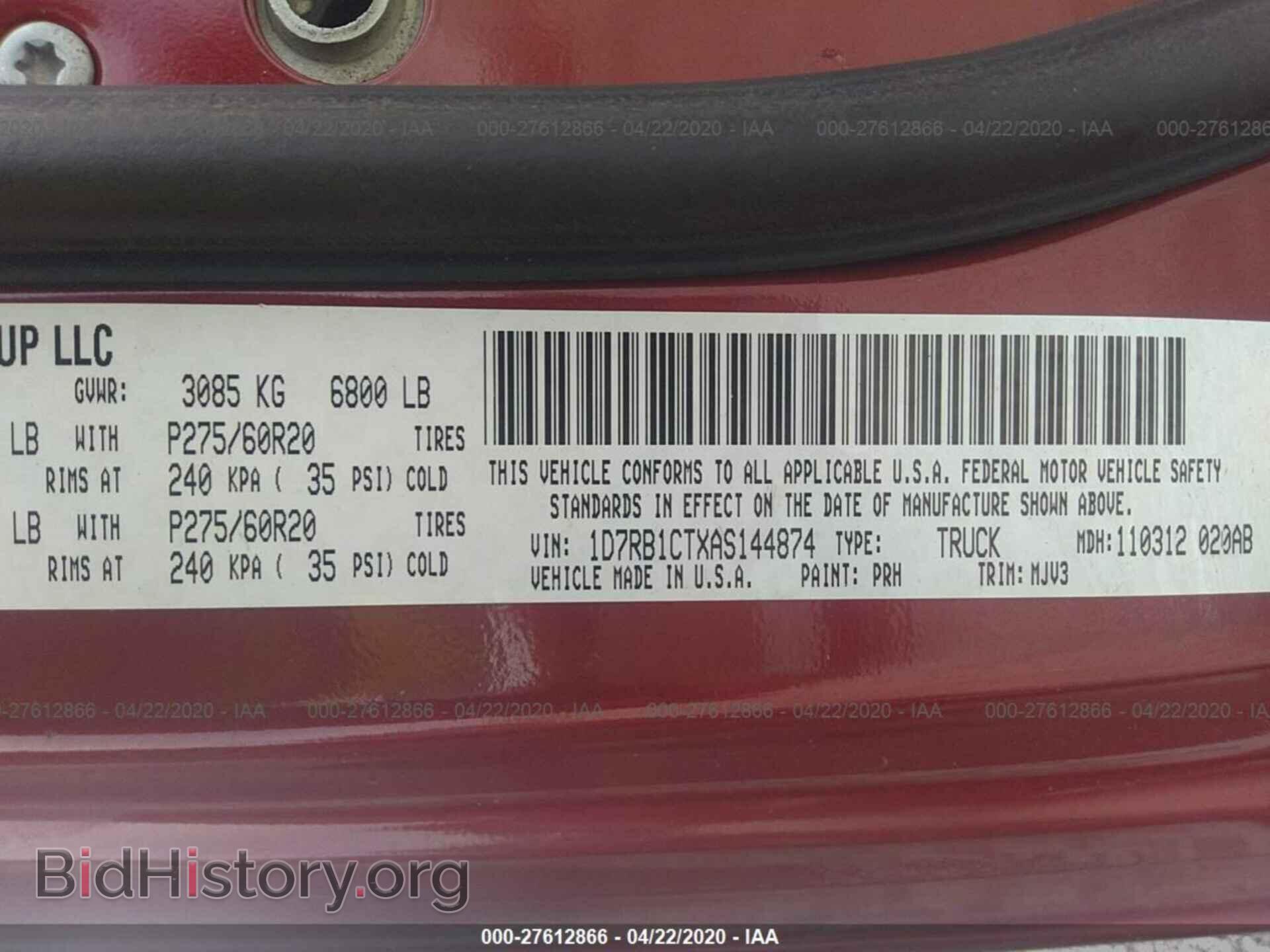 2010 DODGE RAM 1500 - VIN: 1D7RB1CTXAS144874 - Фото 9