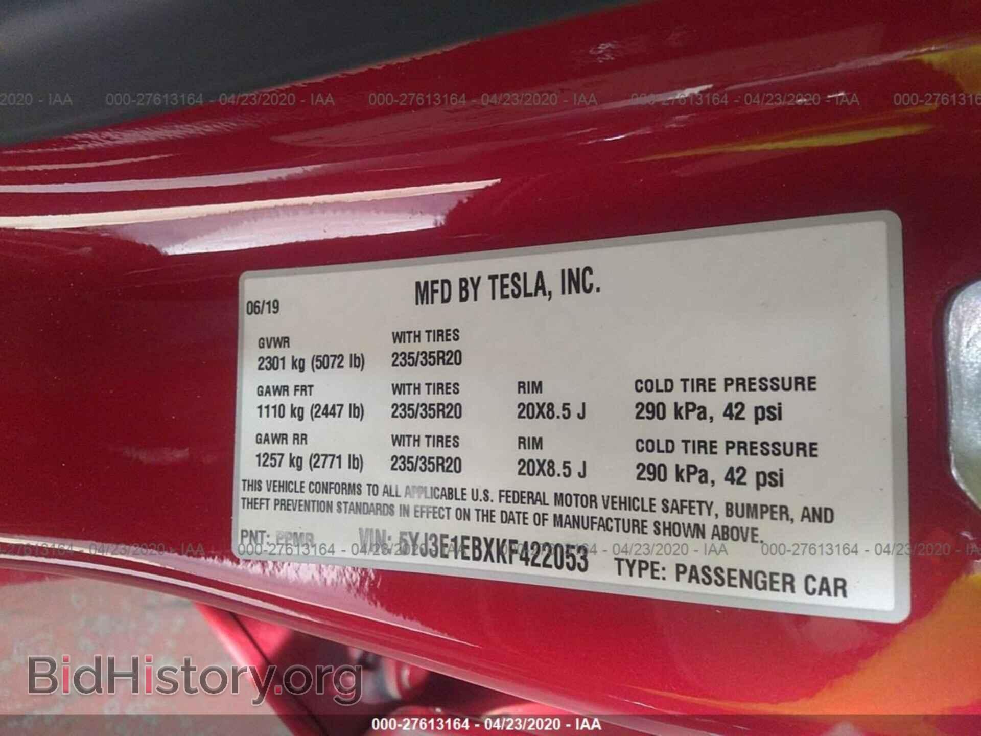 2019 TESLA MODEL 3 - VIN: 5YJ3E1EBXKF422053 - Фото 9