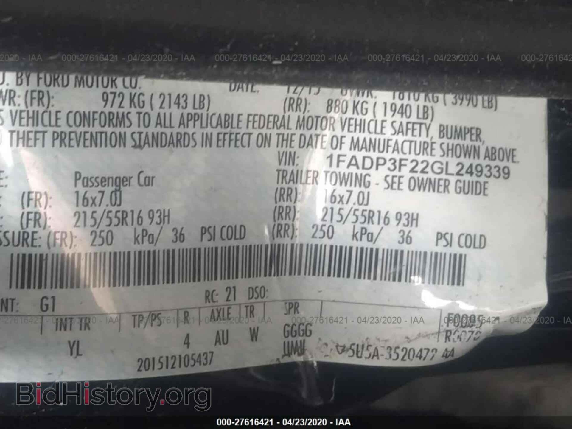 2016 FORD FOCUS - VIN: 1FADP3F22GL249339 - Photo 9