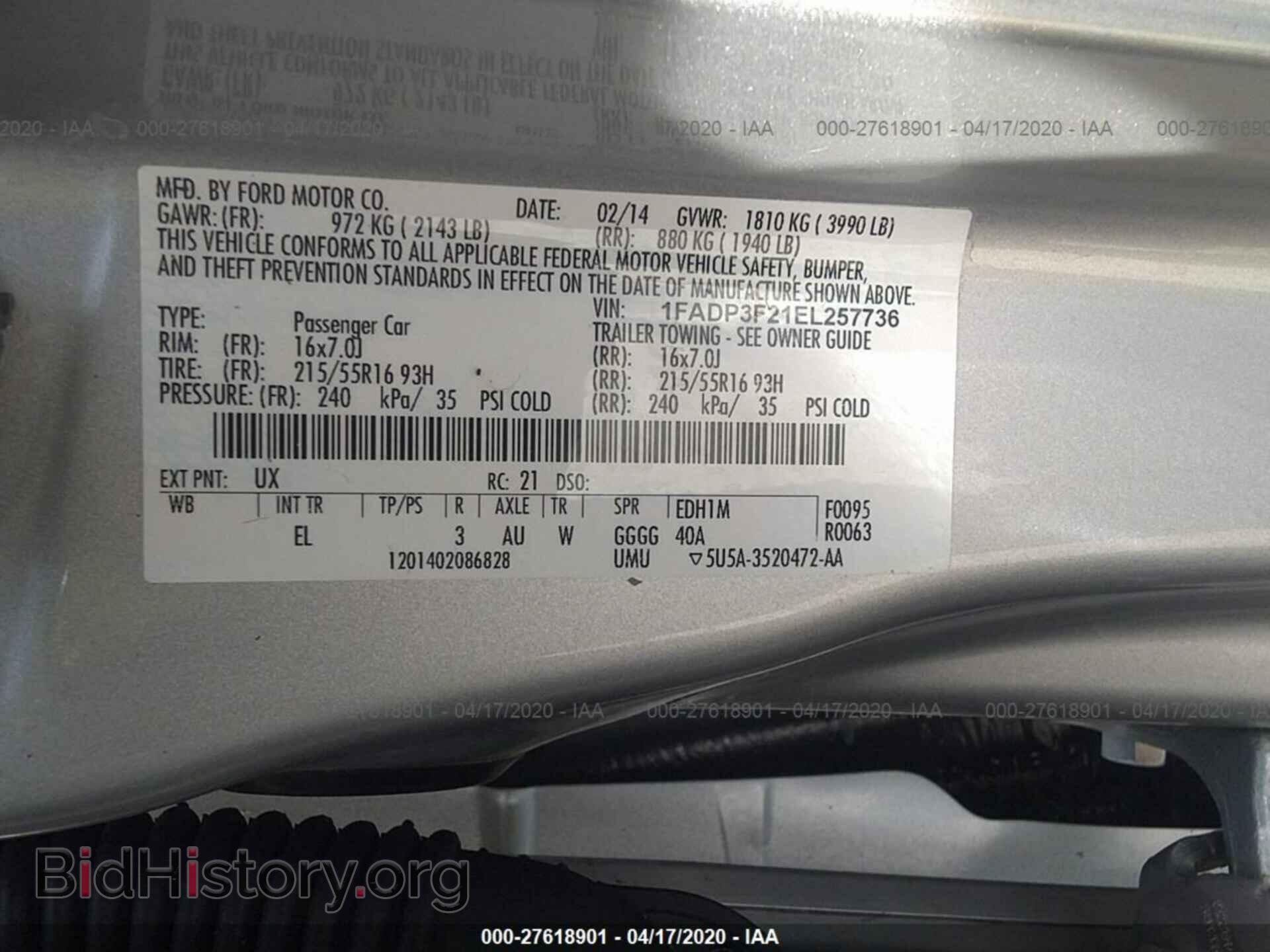 2014 FORD FOCUS - VIN: 1FADP3F21EL257736 - Фото 9