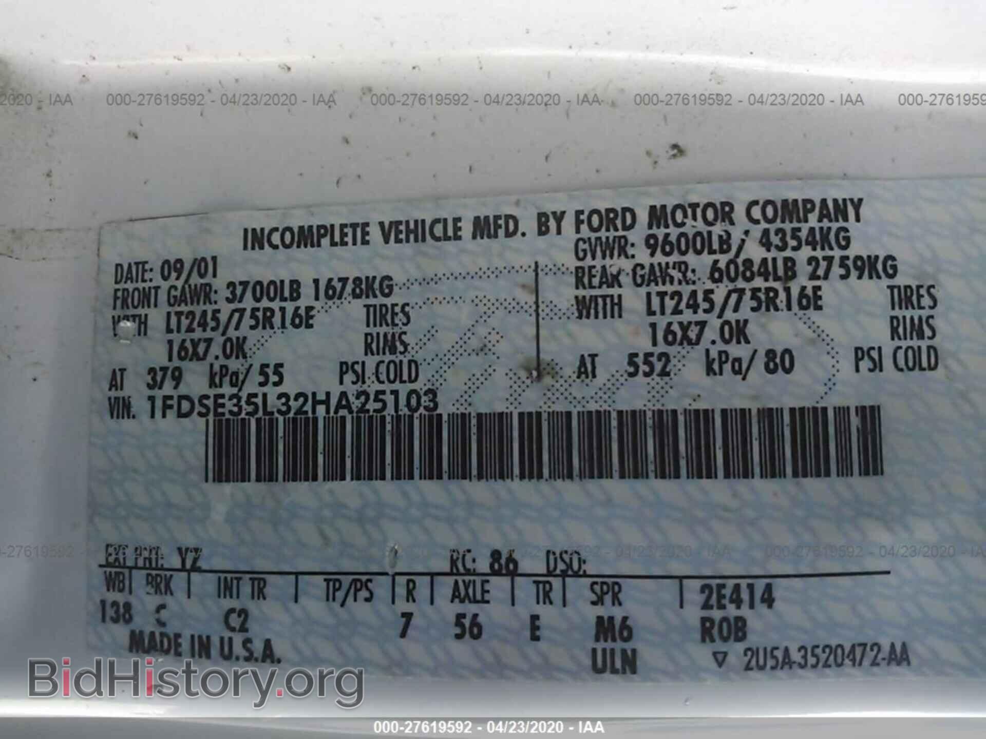 2002 FORD ECONOLINE - VIN: 1FDSE35L32HA25103 - Photo 9