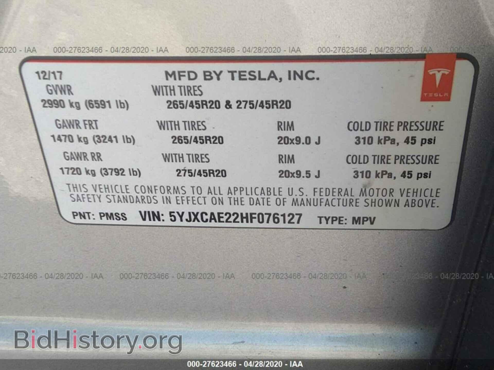 2017 TESLA MODEL X - VIN: 5YJXCAE22HF076127 - Photo 9