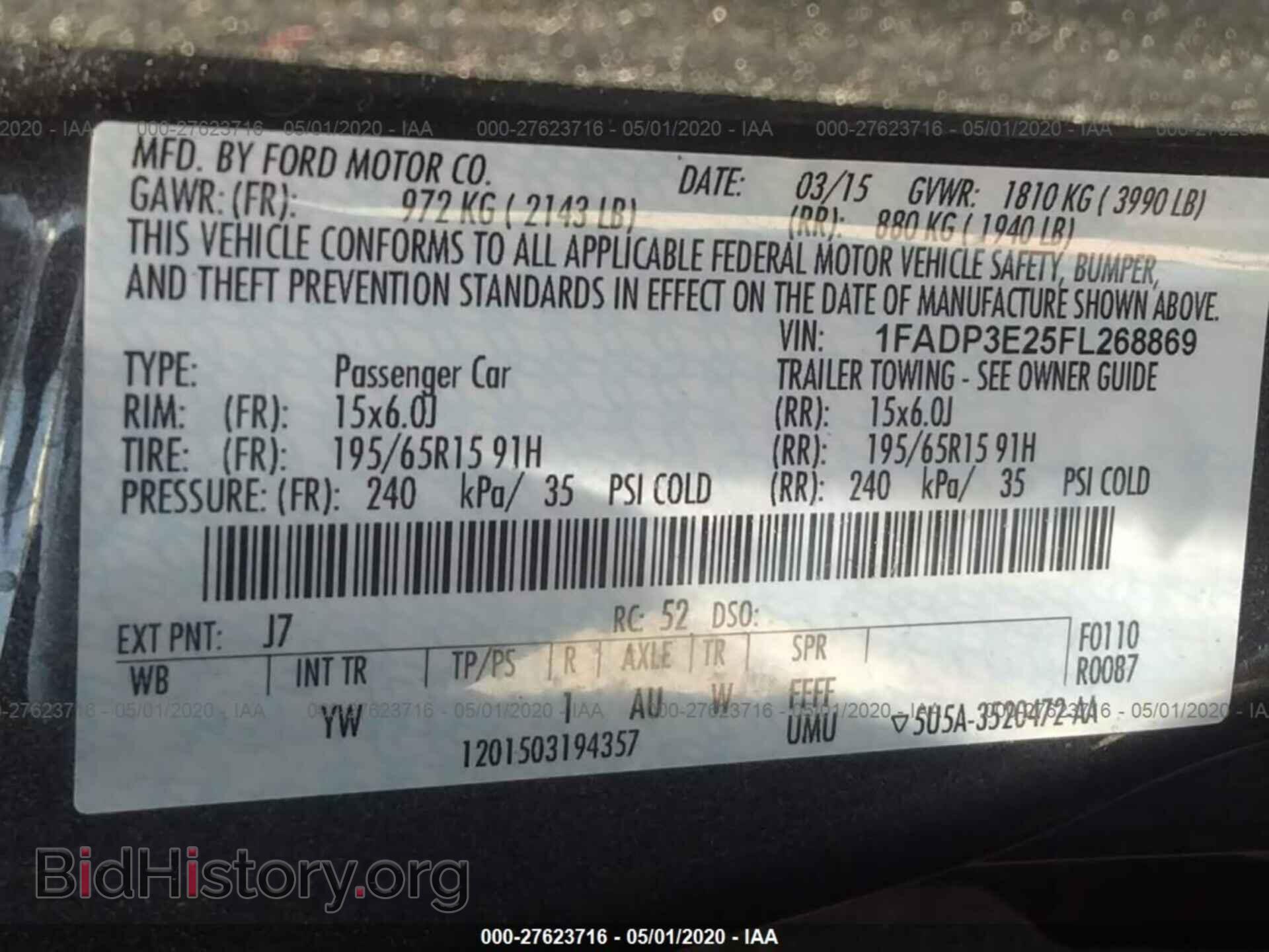 2015 FORD FOCUS - VIN: 1FADP3E25FL268869 - Фото 9