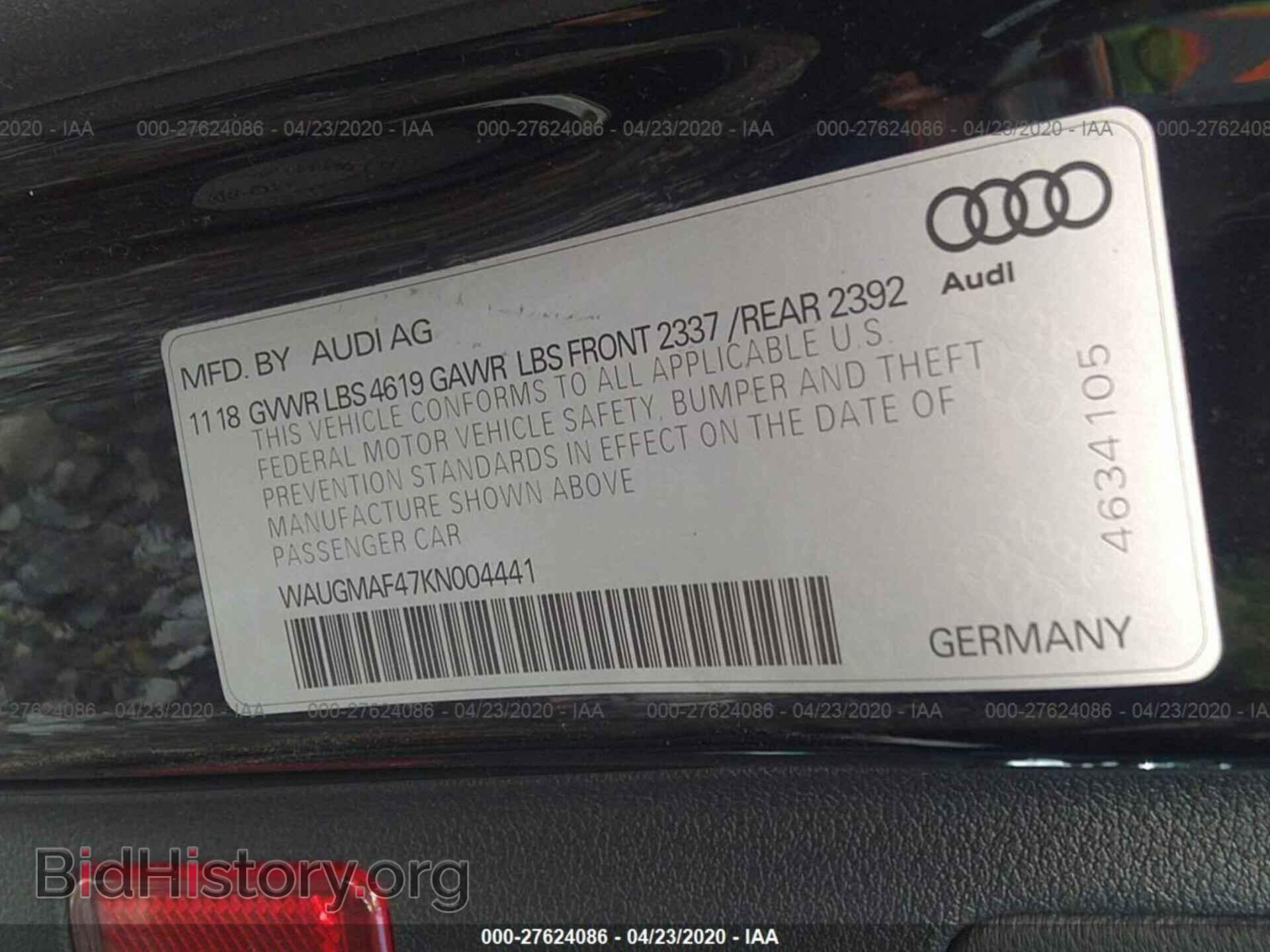 2019 AUDI A4 - VIN: WAUGMAF47KN004441 - Photo 9
