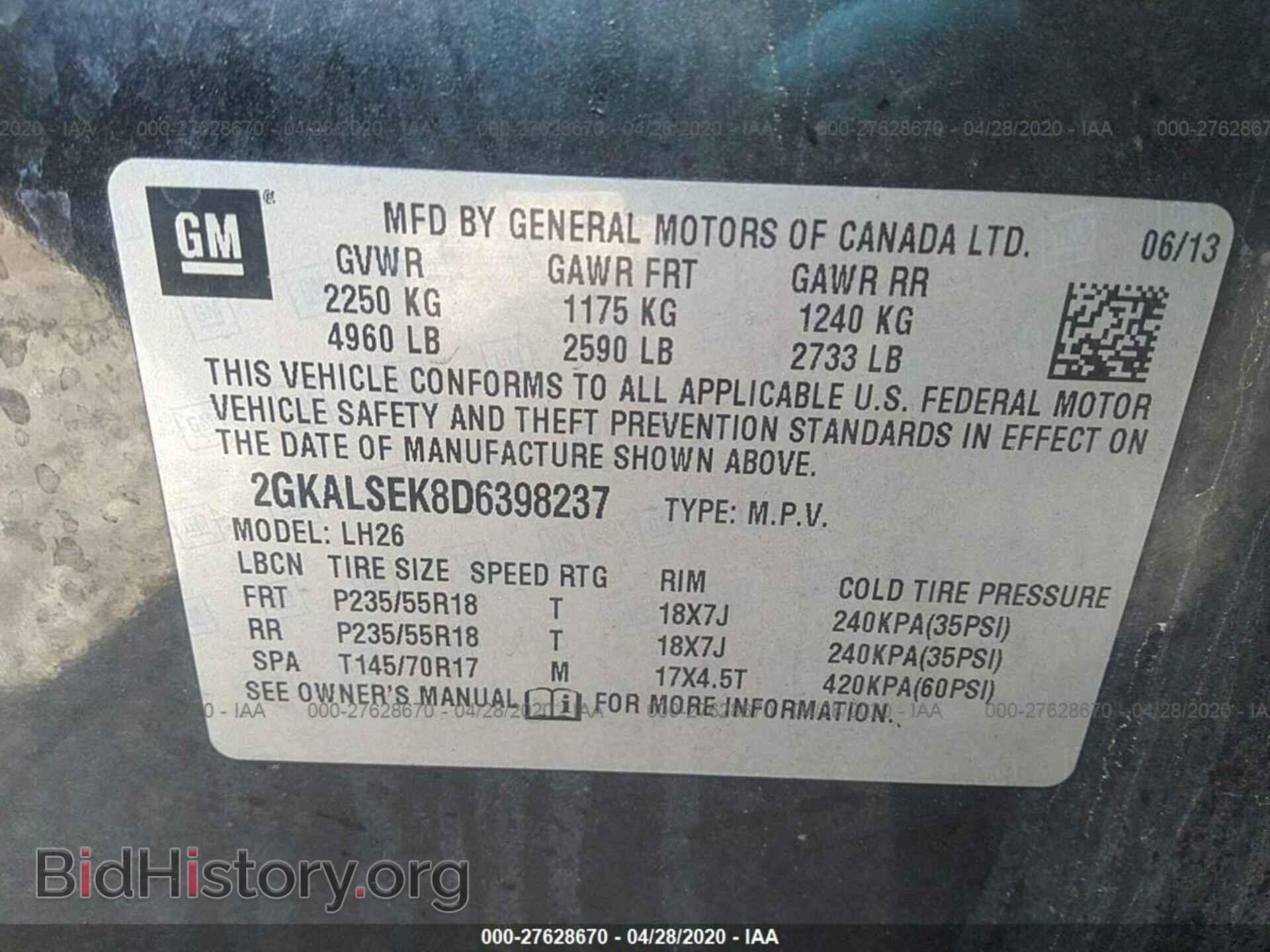 2013 GMC TERRAIN - VIN: 2GKALSEK8D6398237 - Photo 9
