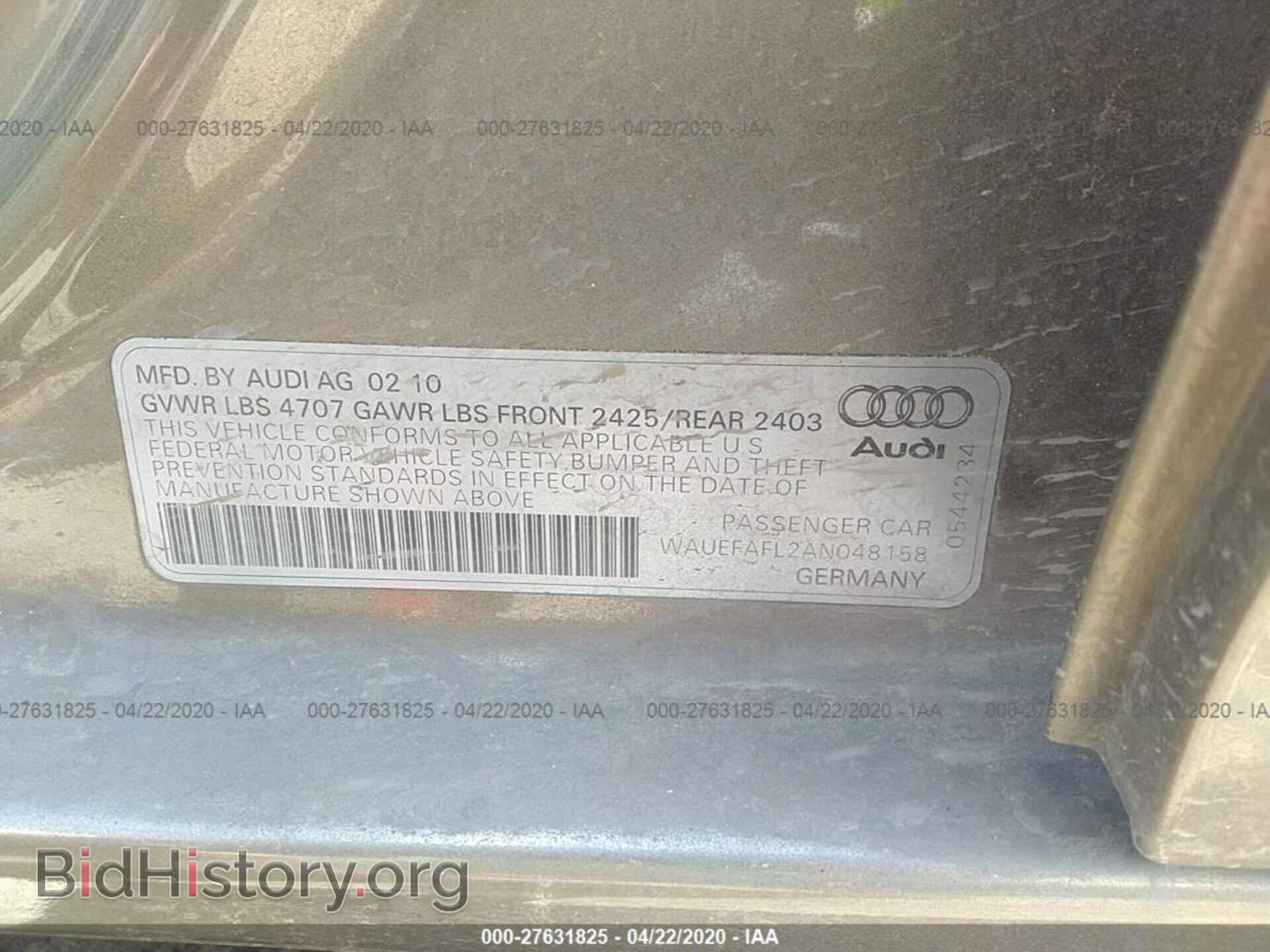 2010 AUDI A4 - VIN: WAUEFAFL2AN048158 - Фото 9