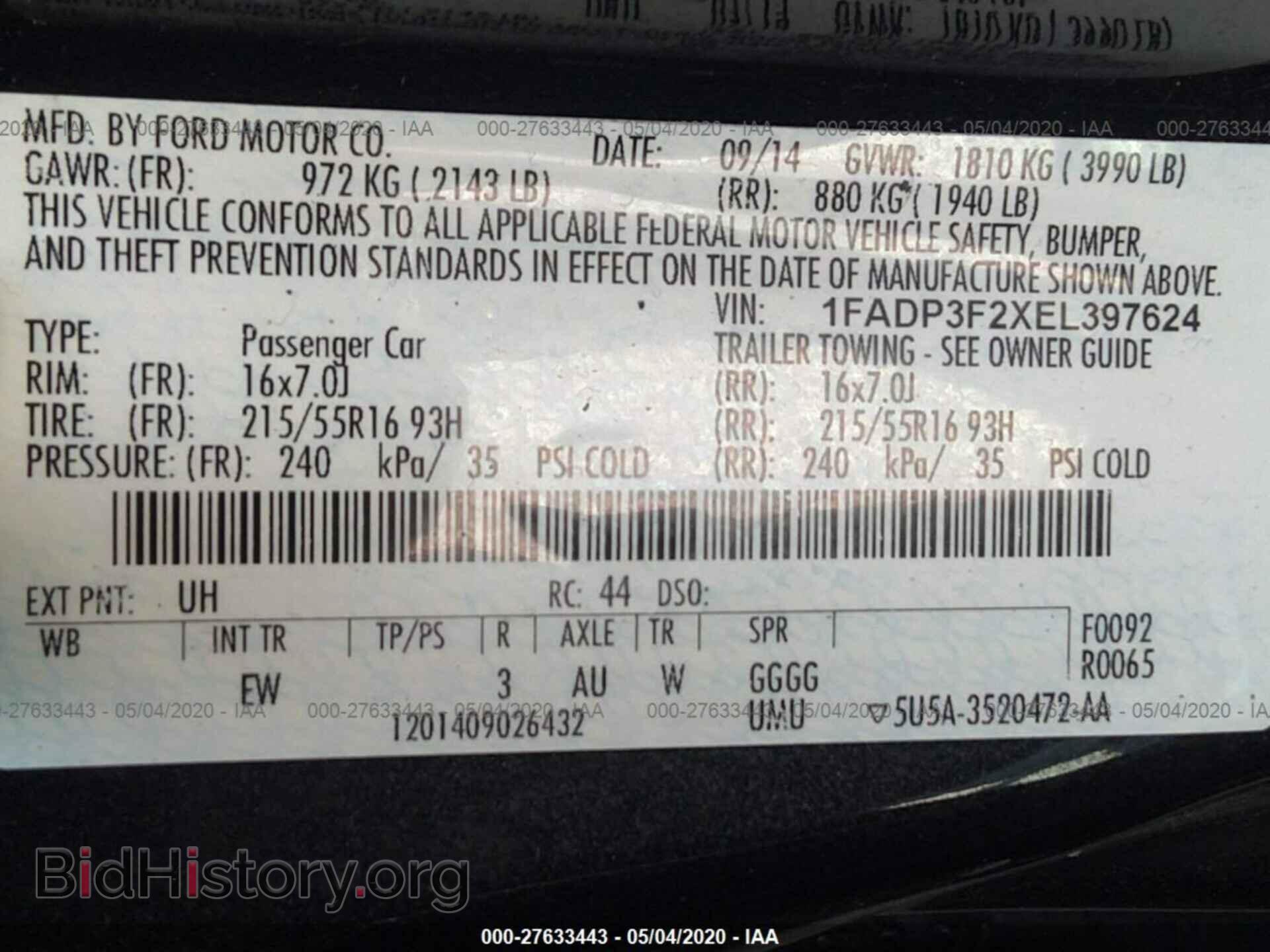 2014 FORD FOCUS - VIN: 1FADP3F2XEL397624 - Фото 9
