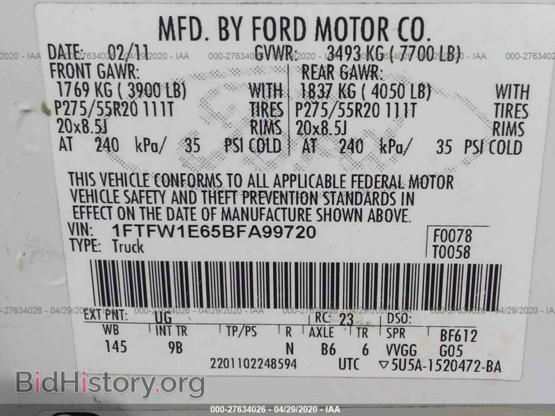 2011 FORD F150 - VIN: 1FTFW1E65BFA99720 - Фото 9