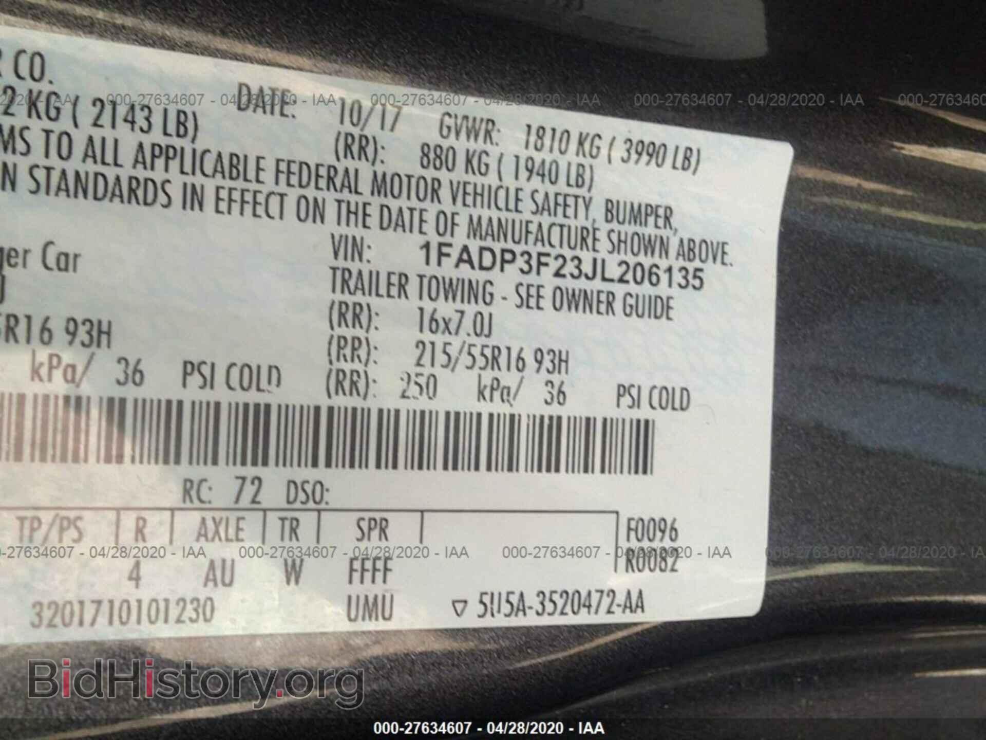 2018 FORD FOCUS - VIN: 1FADP3F23JL206135 - Фото 9