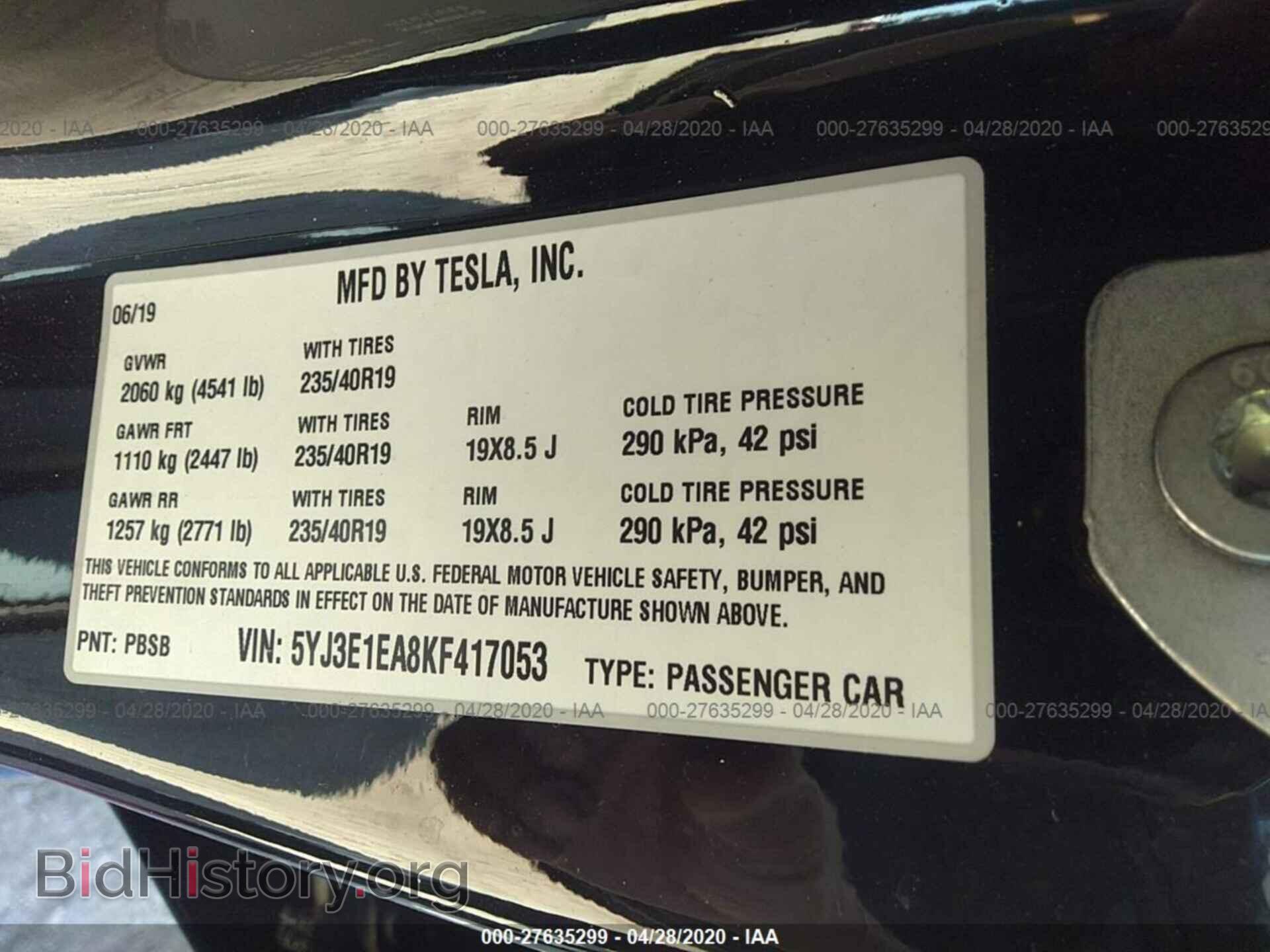 2019 TESLA MODEL 3 - VIN: 5YJ3E1EA8KF417053 - Photo 9