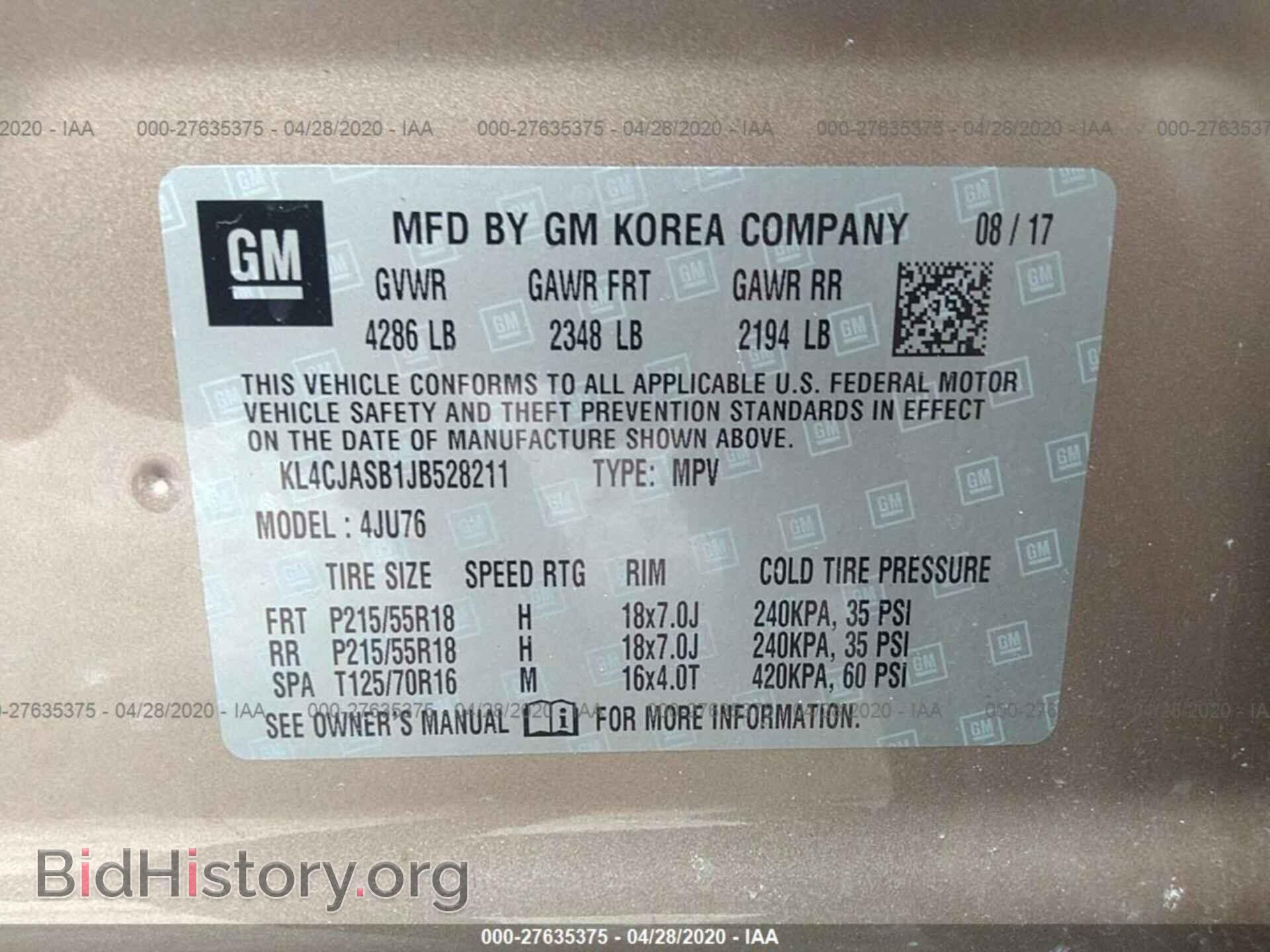 2018 BUICK ENCORE - VIN: KL4CJASB1JB528211 - Photo 9