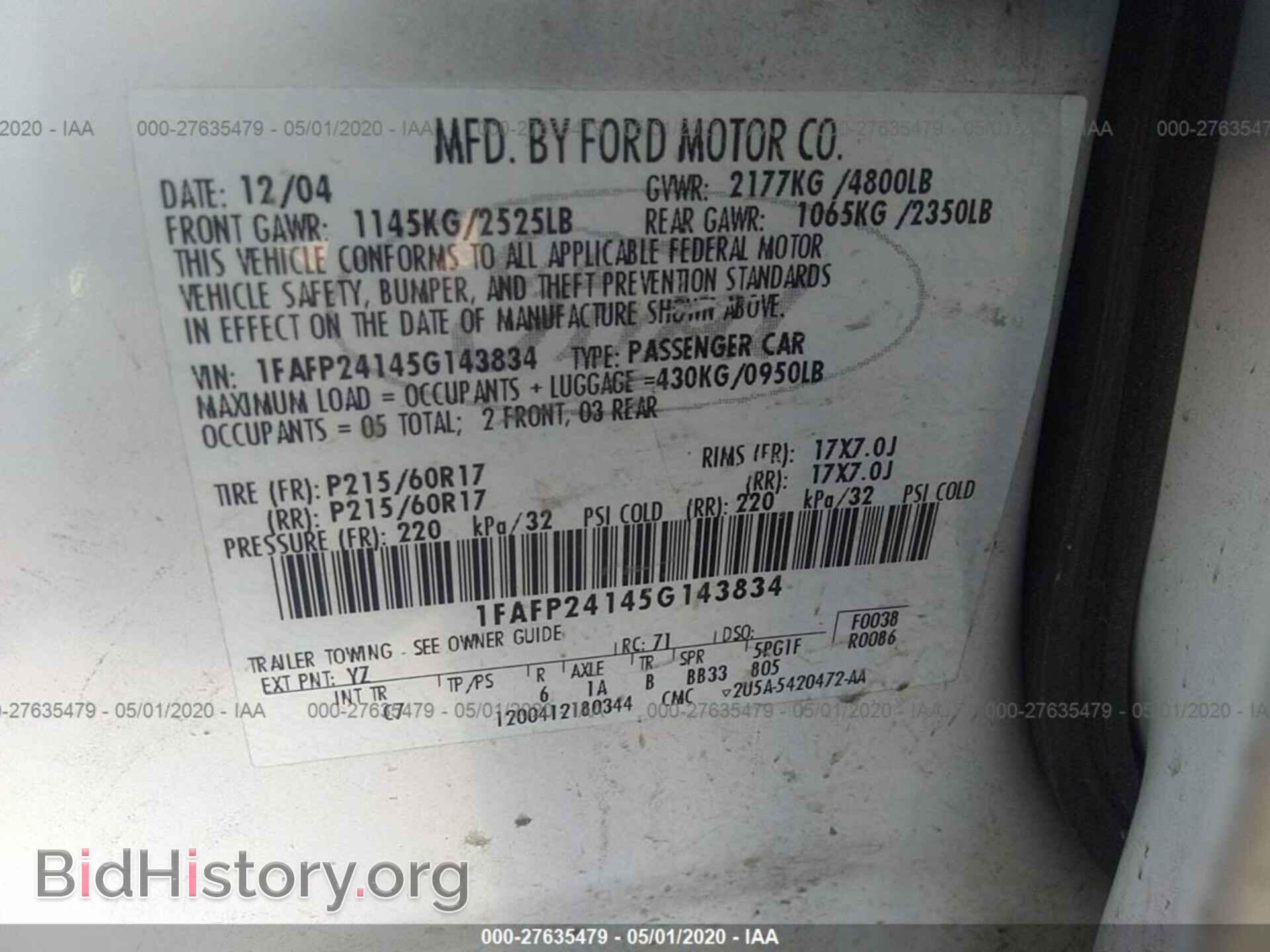 2005 FORD FIVE HUNDRED - VIN: 1FAFP24145G143834 - Photo 9