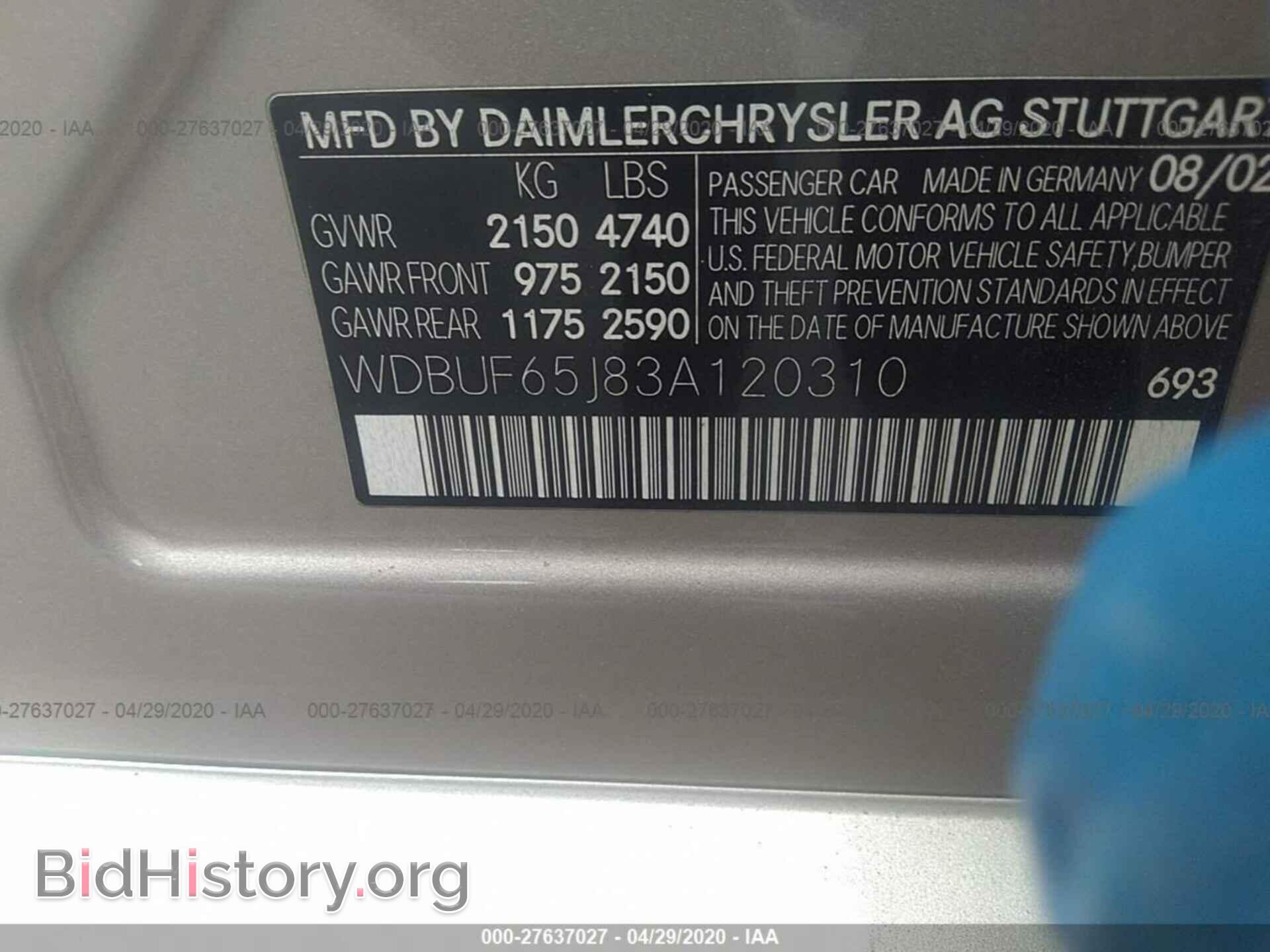 2003 MERCEDES-BENZ E - VIN: WDBUF65J83A120310 - Photo 9