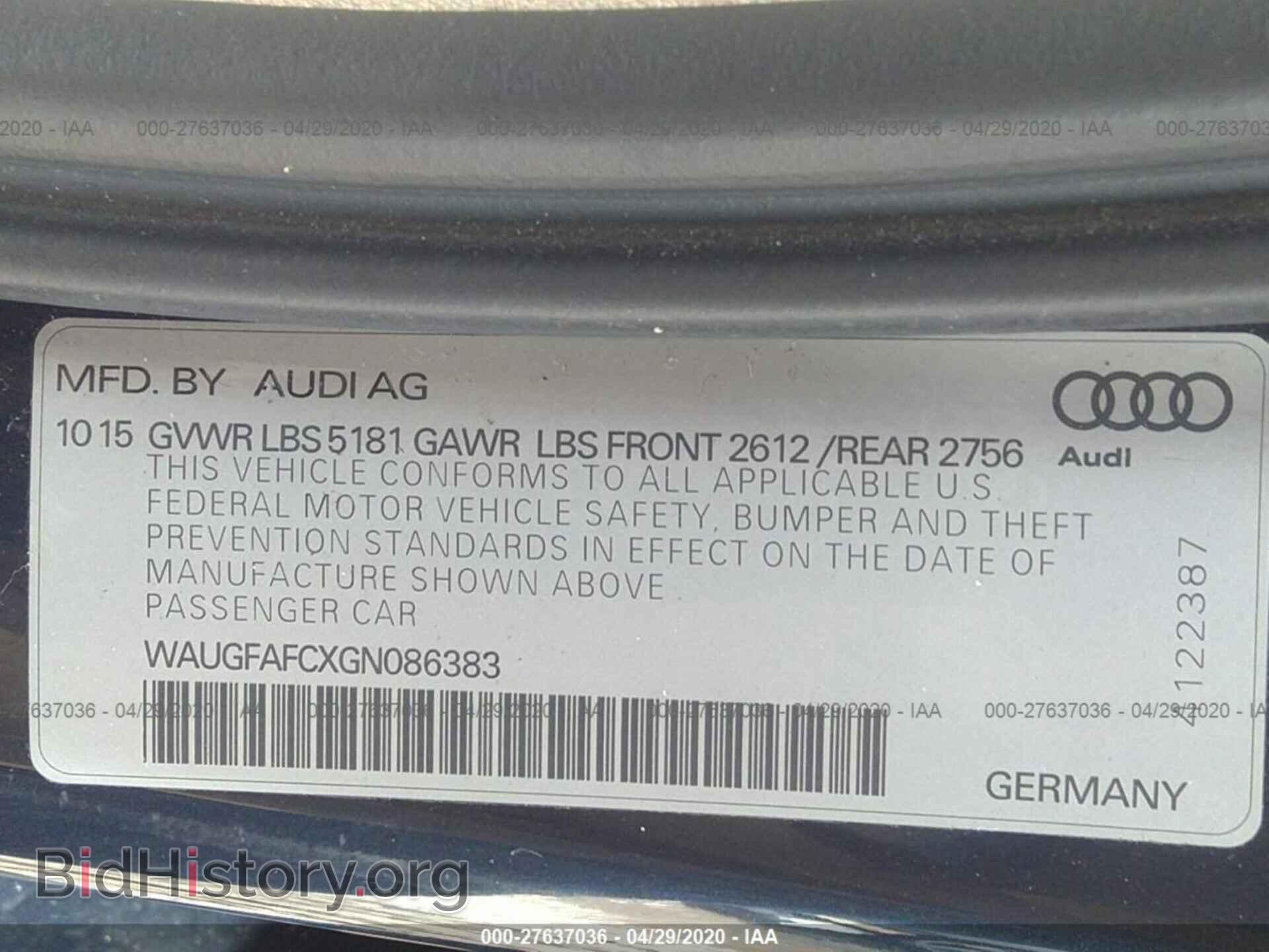 2016 AUDI A6 - VIN: WAUGFAFCXGN086383 - Фото 9