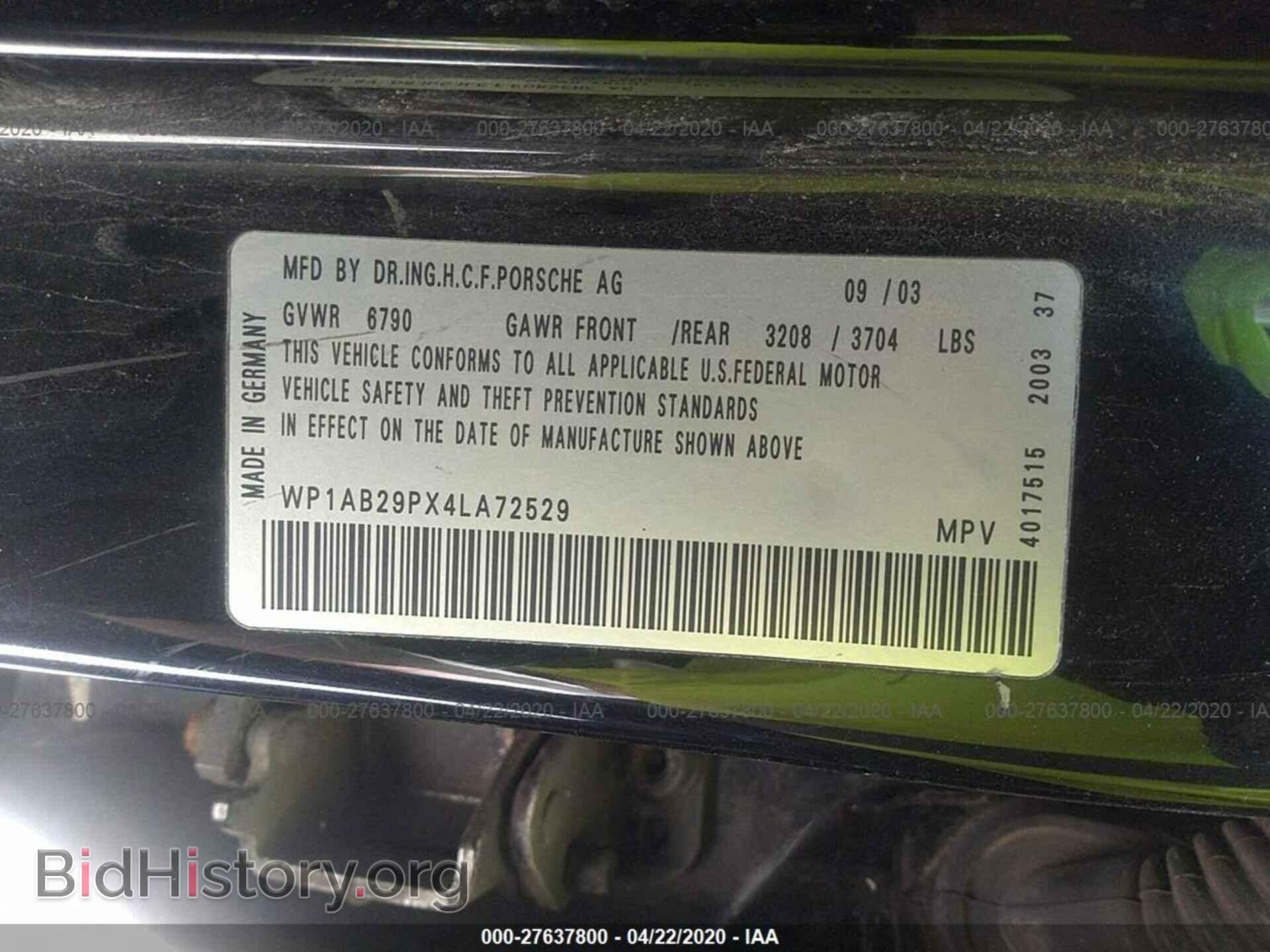2004 PORSCHE CAYENNE - VIN: WP1AB29PX4LA72529 - Фото 9