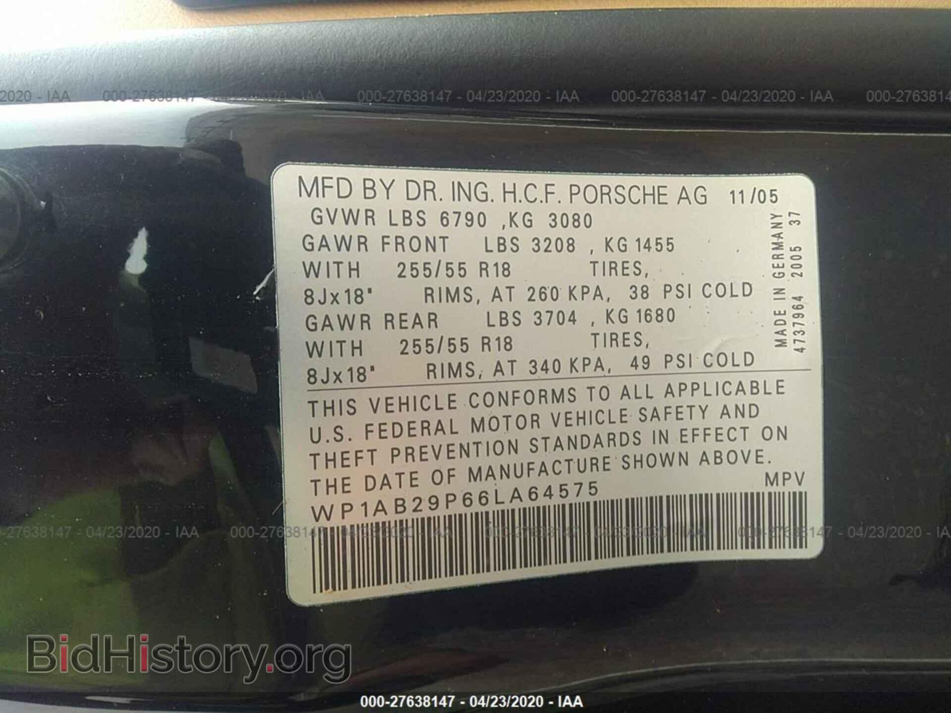2006 PORSCHE CAYENNE - VIN: WP1AB29P66LA64575 - Фото 9