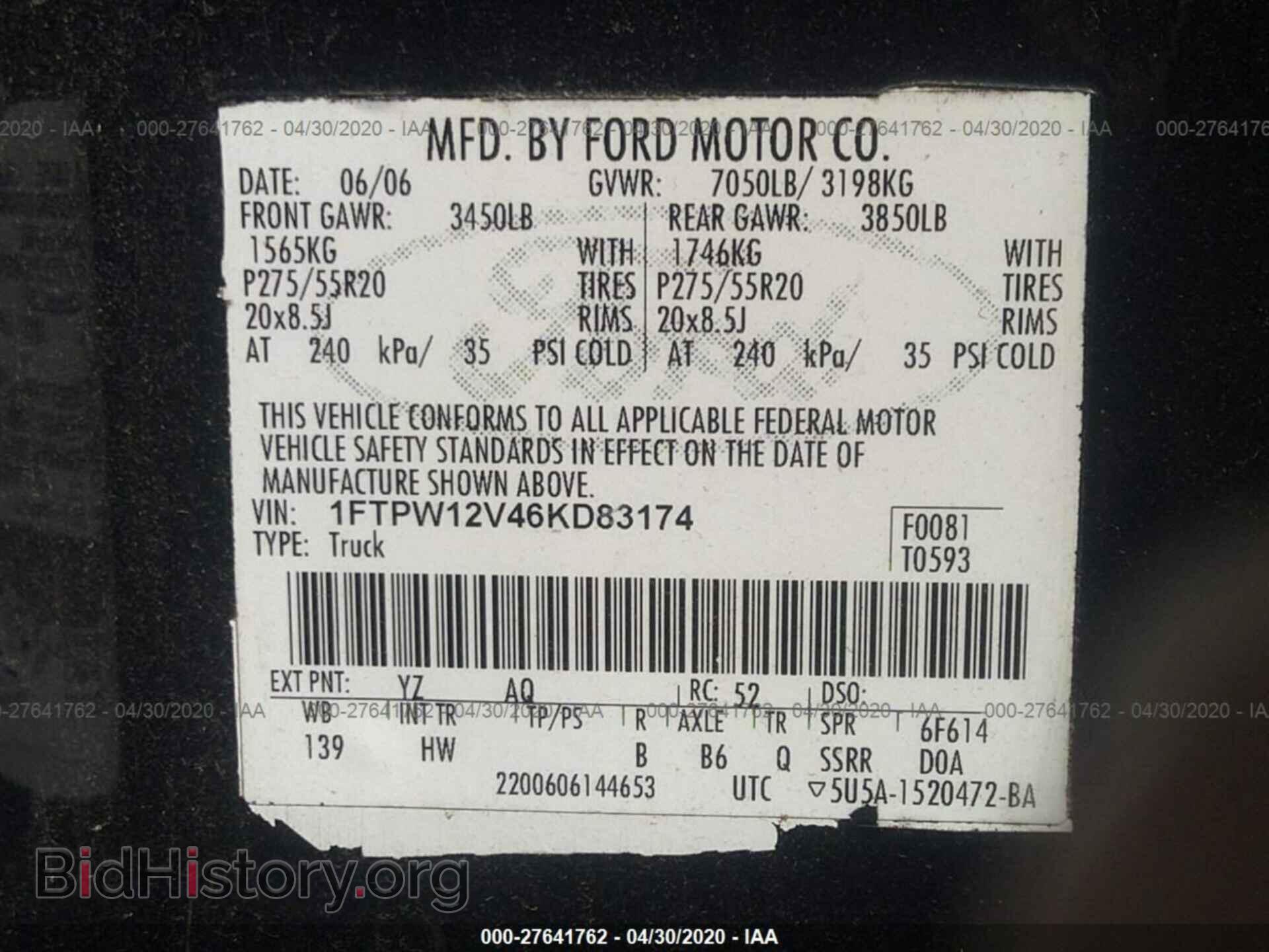 2006 FORD F150 - VIN: 1FTPW12V96FA95501 - Фото 9