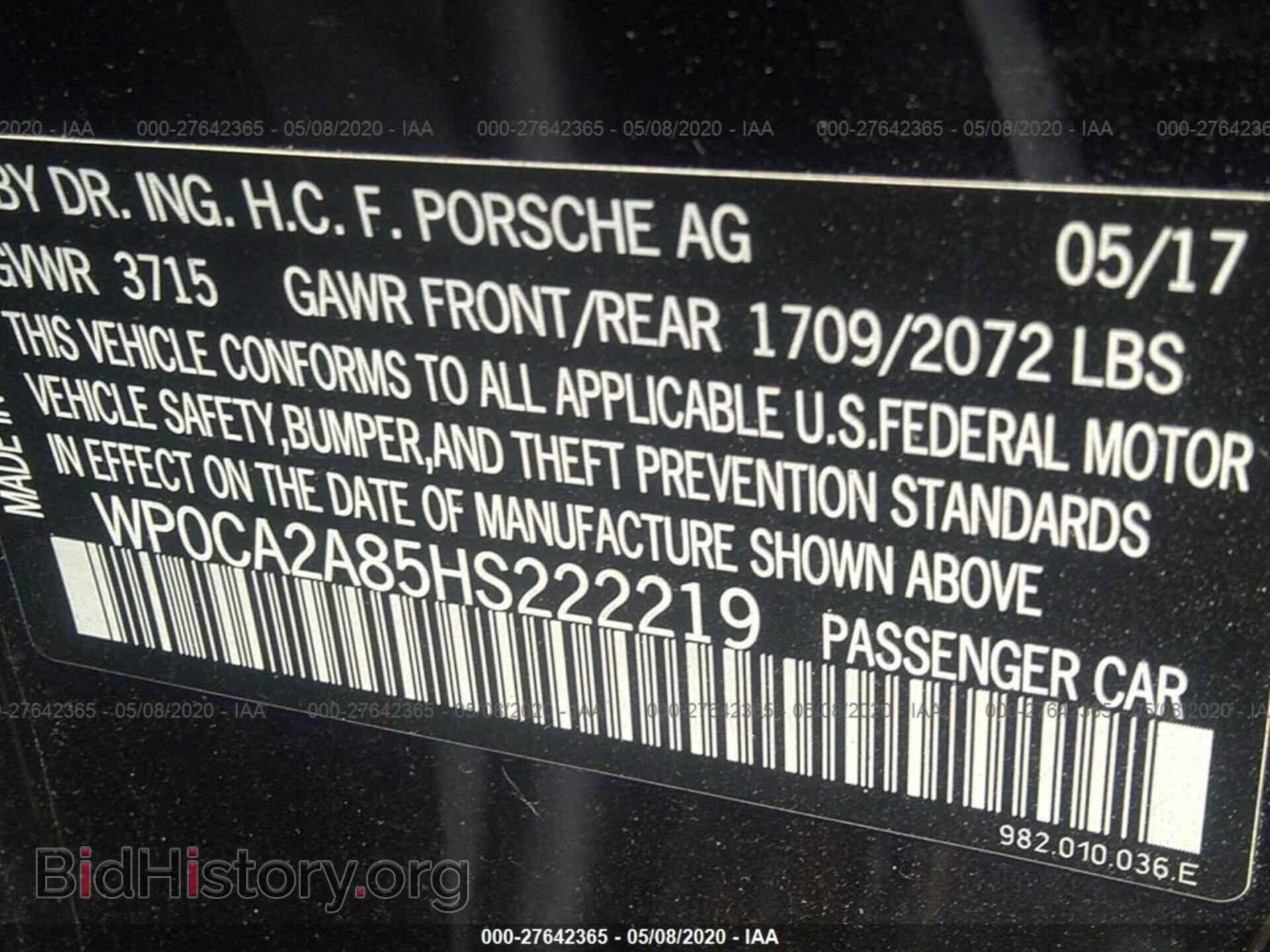 2017 PORSCHE BOXSTER - VIN: WP0CA2A85HS222219 - Фото 9