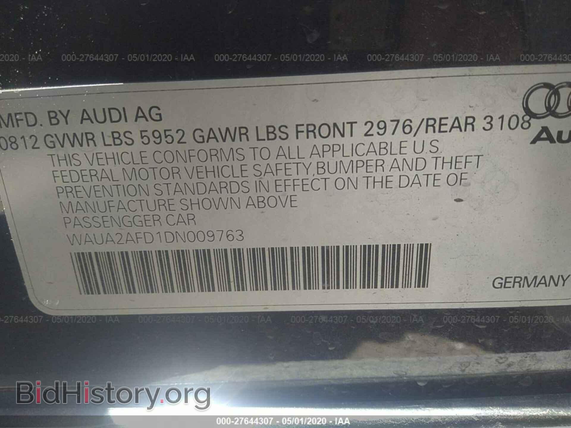 2013 AUDI A8 - VIN: WAUA2AFD1DN009763 - Фото 9