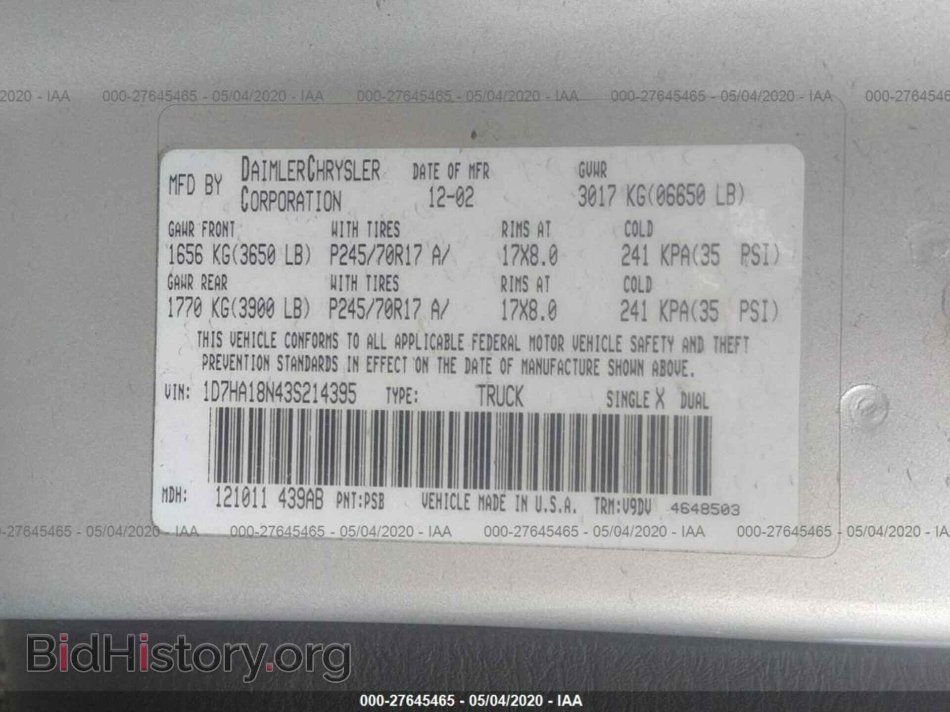 2003 DODGE RAM 1500 - VIN: 1D7HA18N43S214395 - Фото 9