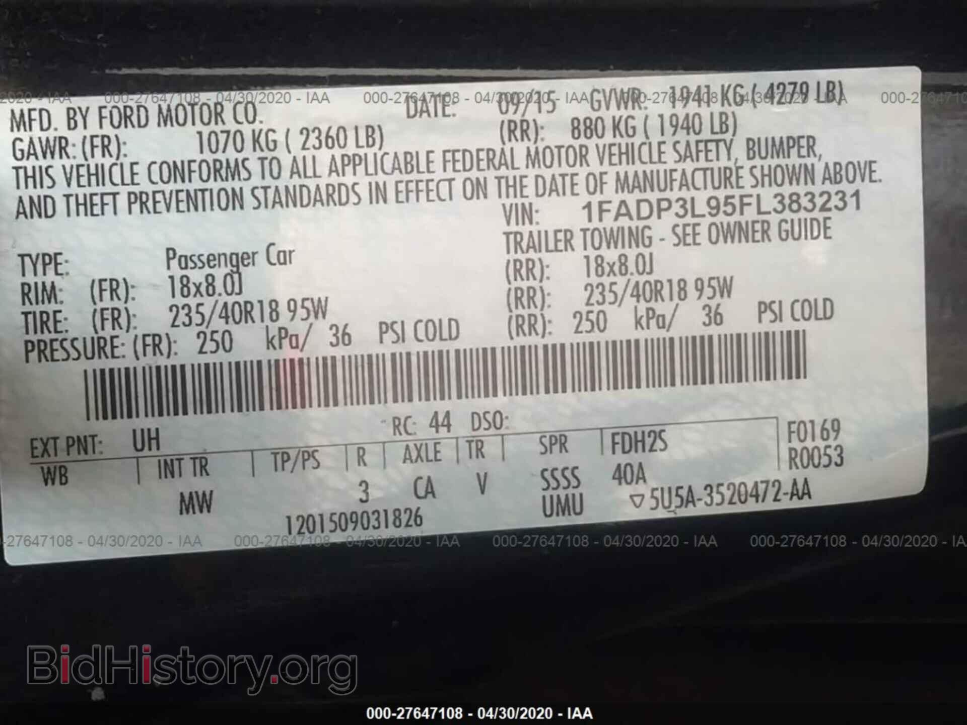 2015 FORD FOCUS - VIN: 1FADP3L95FL383231 - Фото 9