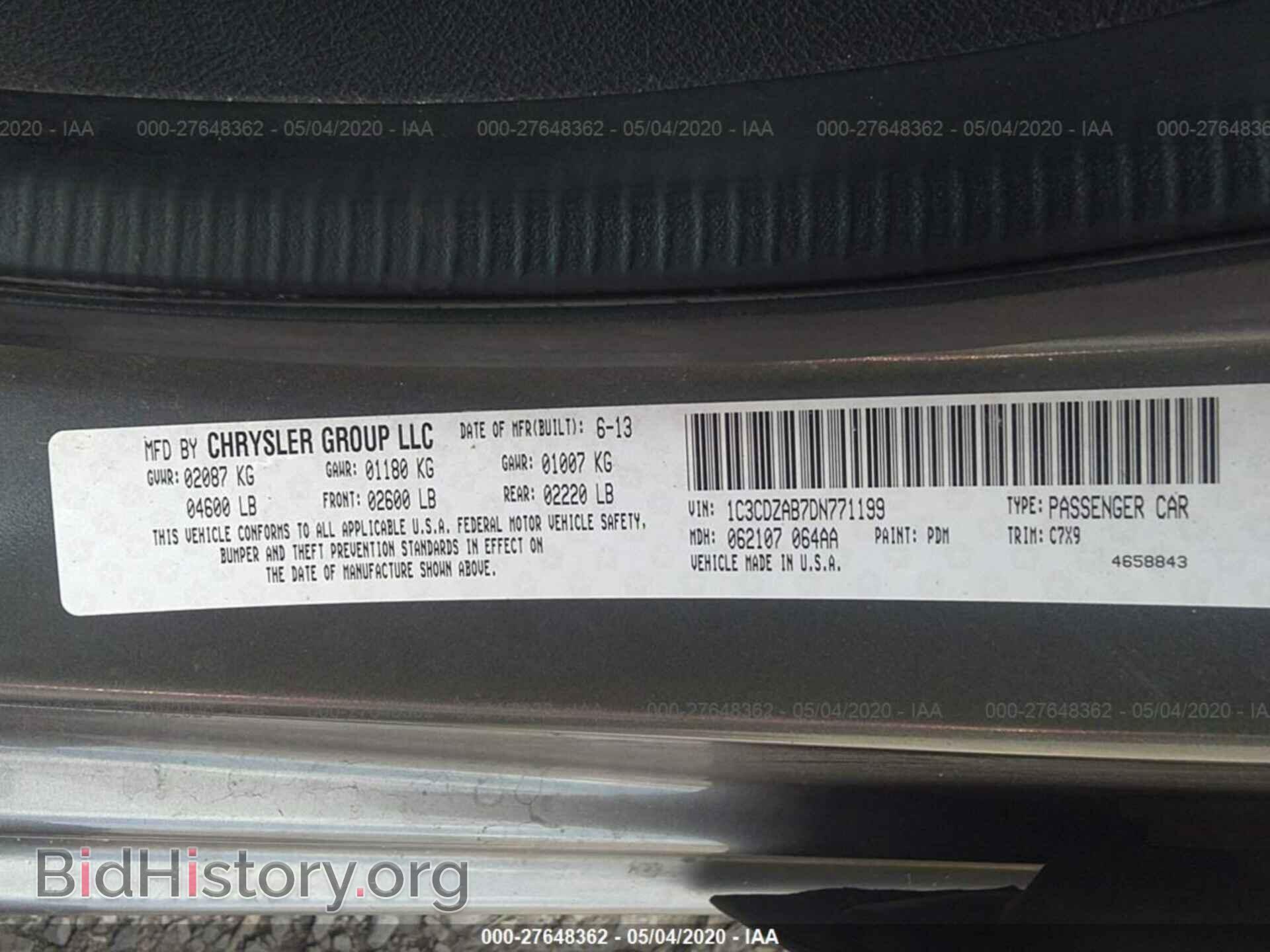2013 DODGE AVENGER - VIN: 1C3CDZAB7DN771199 - Фото 9