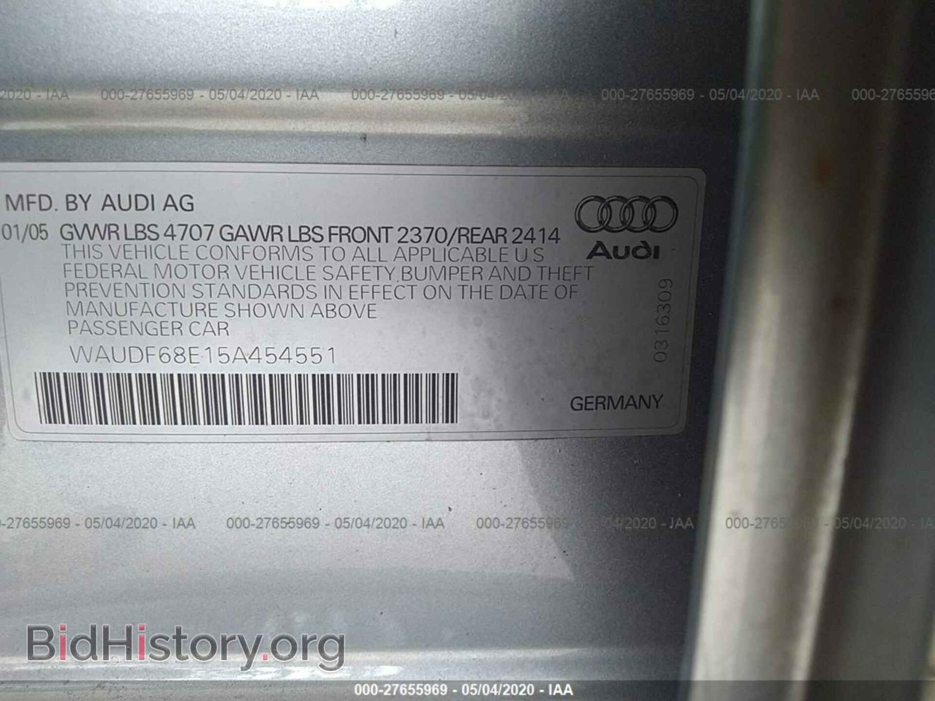 2005 AUDI A4 - VIN: WAUDF78E45A454551 - Фото 9