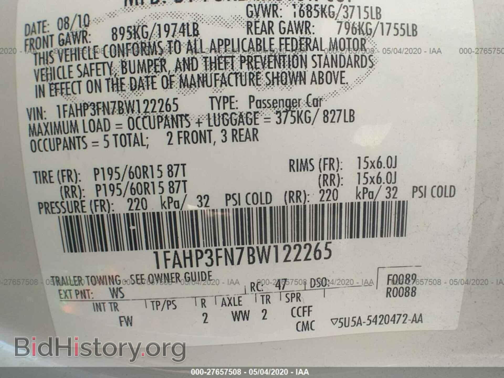 2011 FORD FOCUS - VIN: 1FAHP3FN7BW122265 - Фото 9