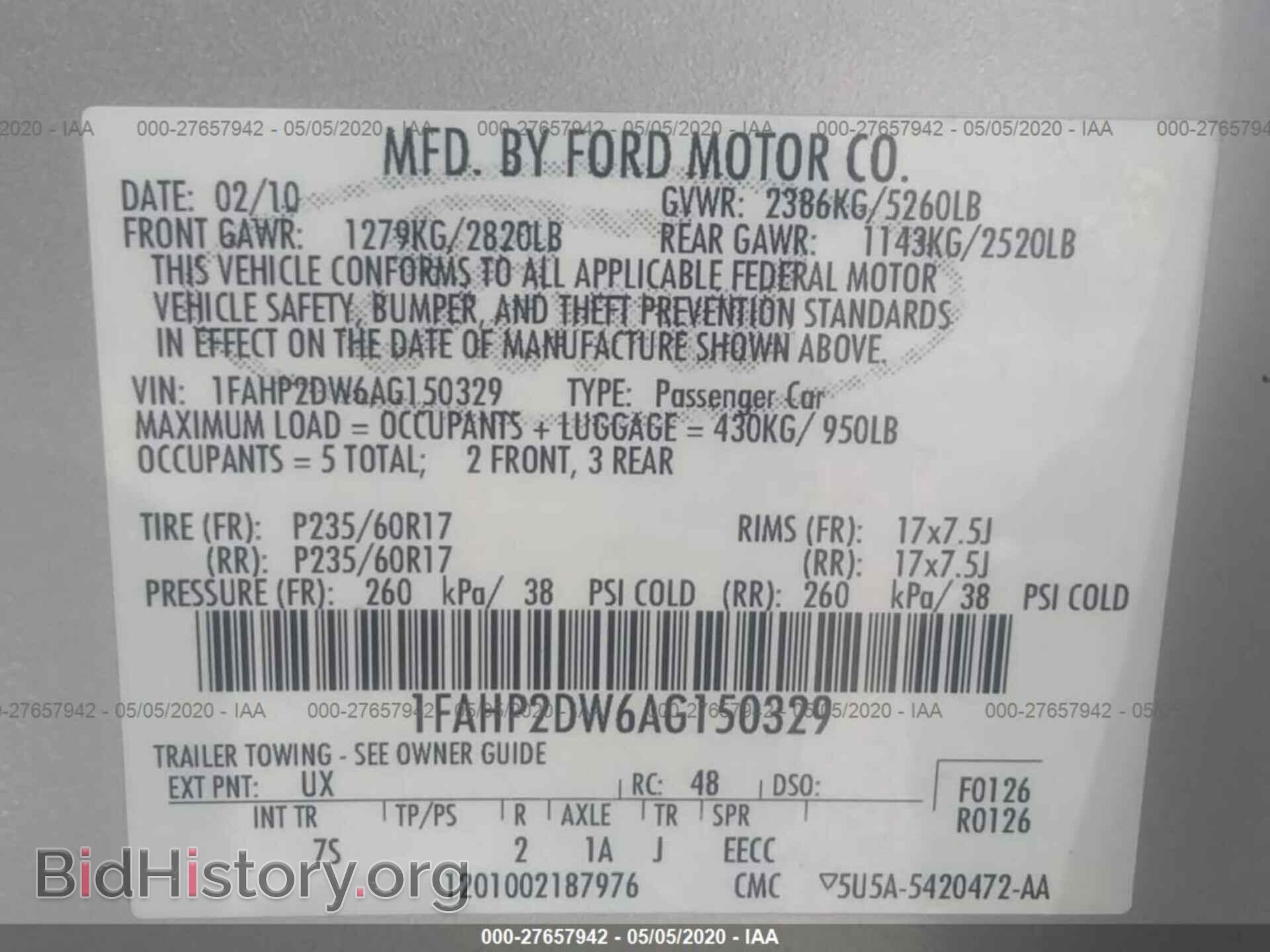 2010 FORD TAURUS - VIN: 1FAHP2DW6AG150329 - Photo 9