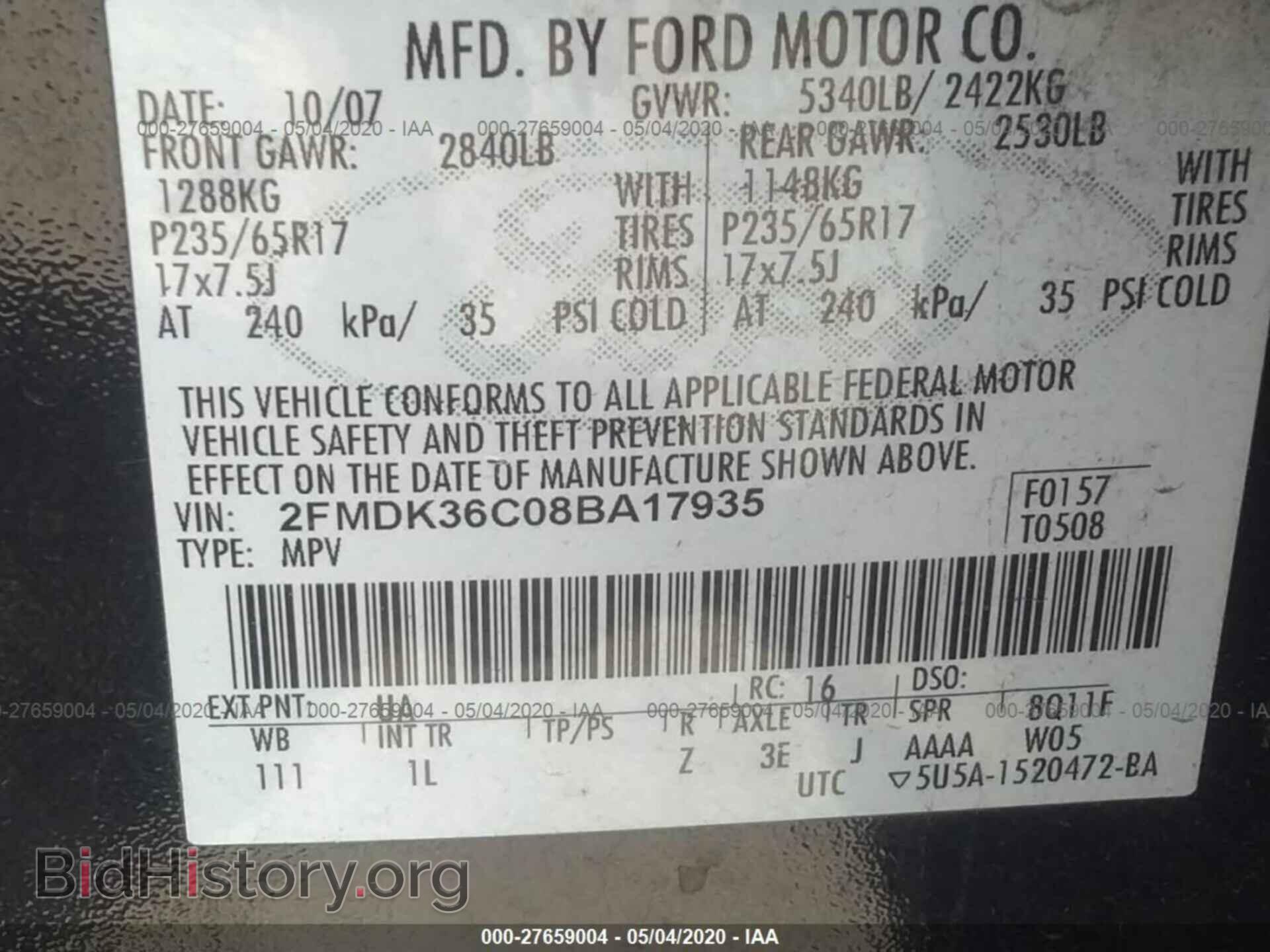 2008 FORD EDGE - VIN: 2FMDK36C08BA17935 - Фото 9