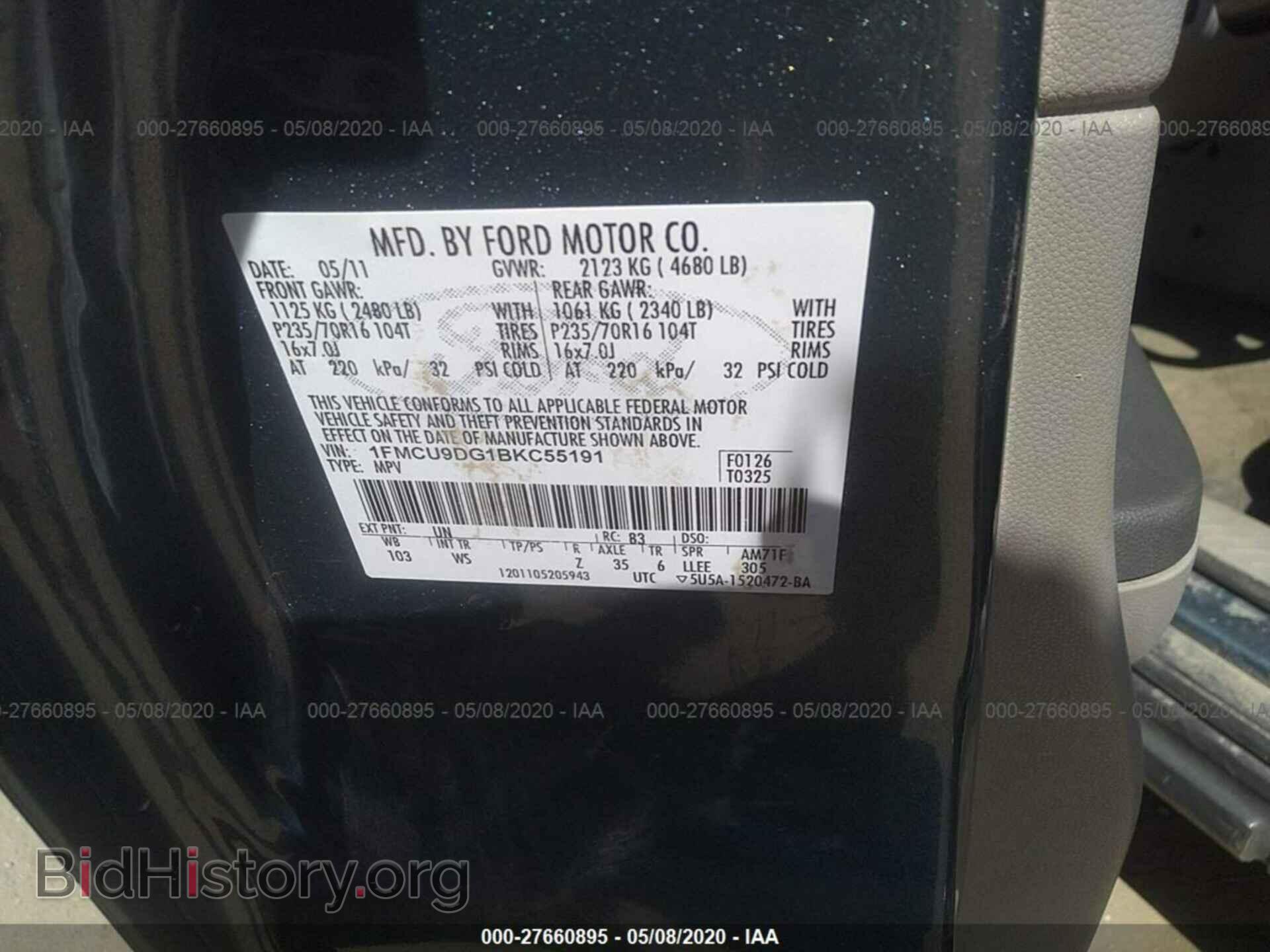 2011 FORD ESCAPE - VIN: 1FMCU9DG1BKC55191 - Photo 9