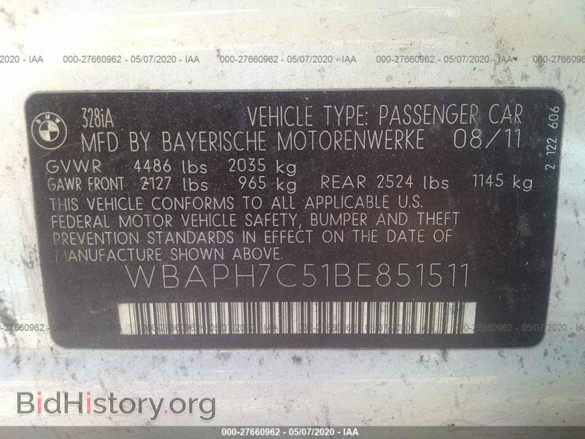 2011 BMW 328 - VIN: WBAPH7C51BE851511 - Фото 9