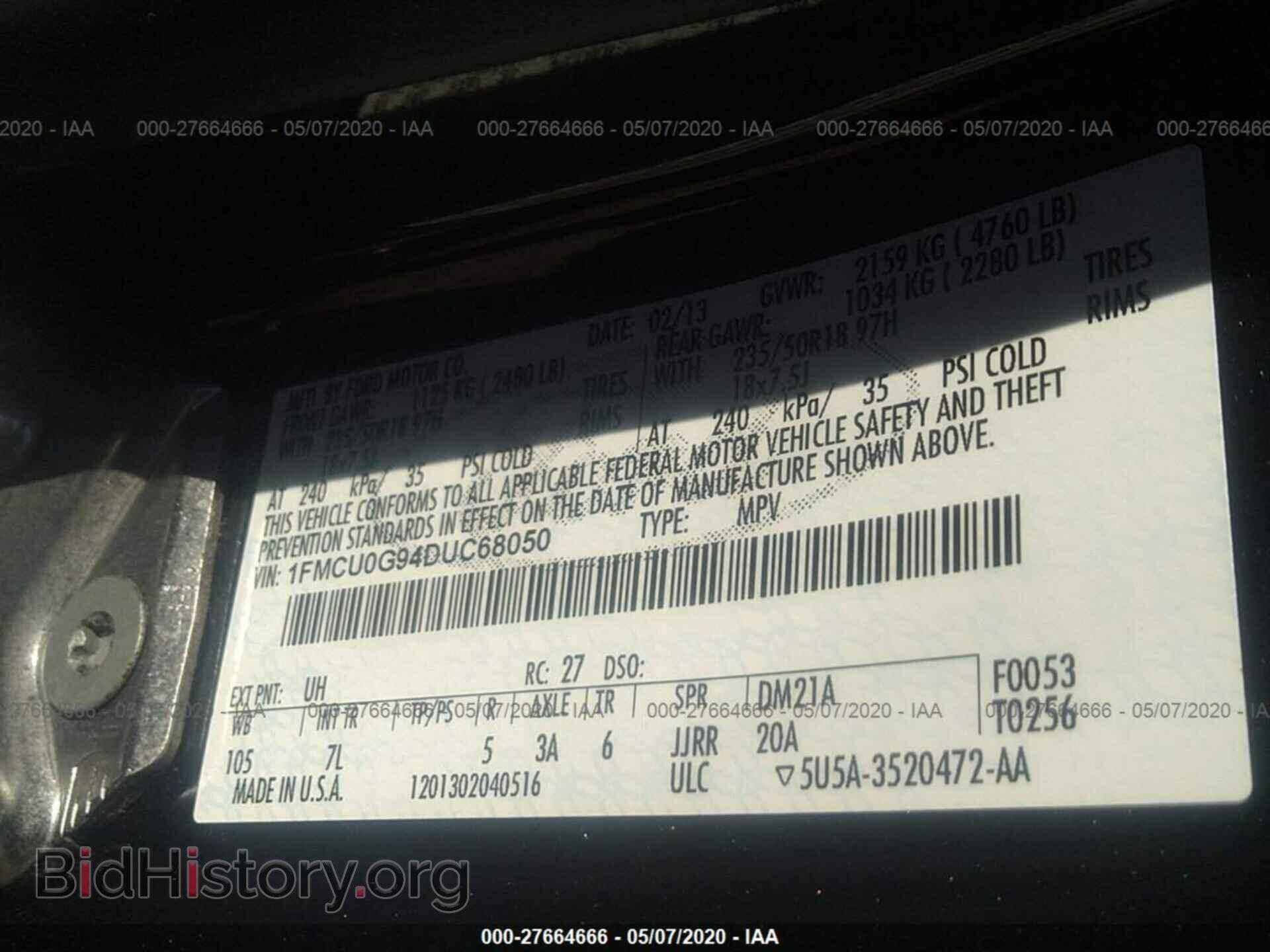 2013 FORD ESCAPE - VIN: 1FMCU0G94DUC68050 - Фото 9