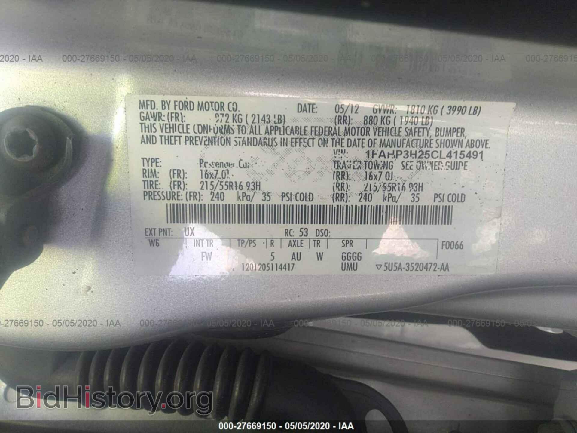 2012 FORD FOCUS - VIN: 1FAHP3H25CL415491 - Фото 9