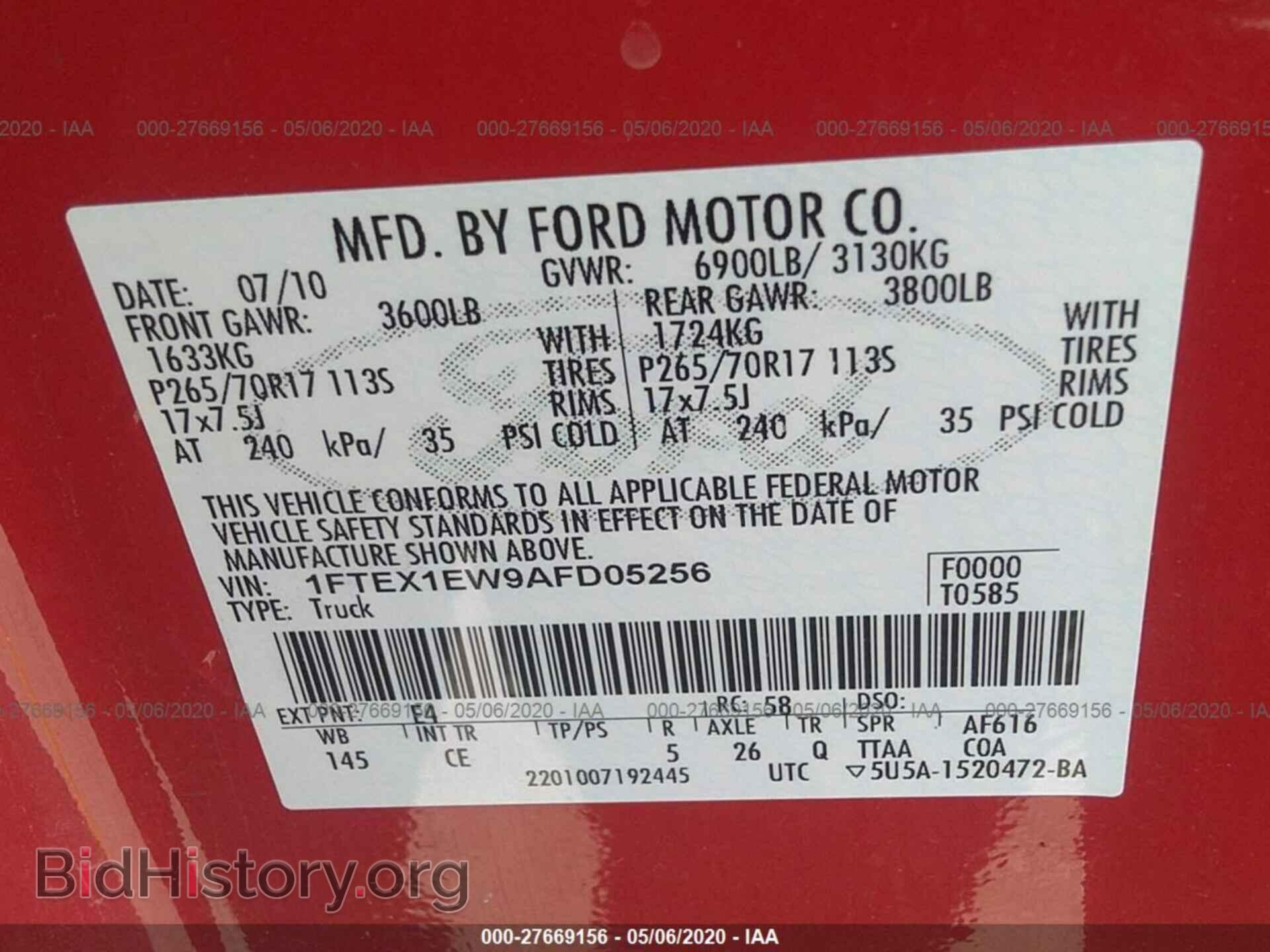 2010 FORD F150 - VIN: 1FTEX1EW9AFD05256 - Фото 9