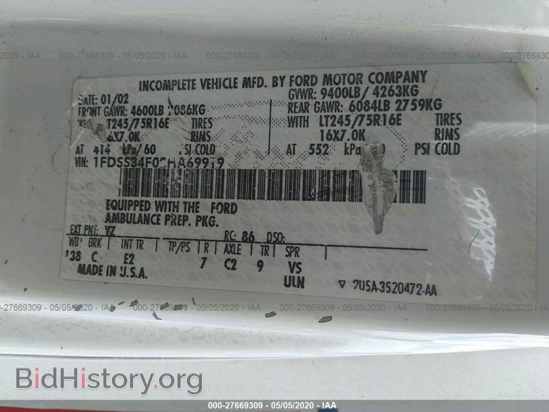 2002 FORD ECONOLINE - VIN: 1FDSS34F02HA69919 - Photo 9