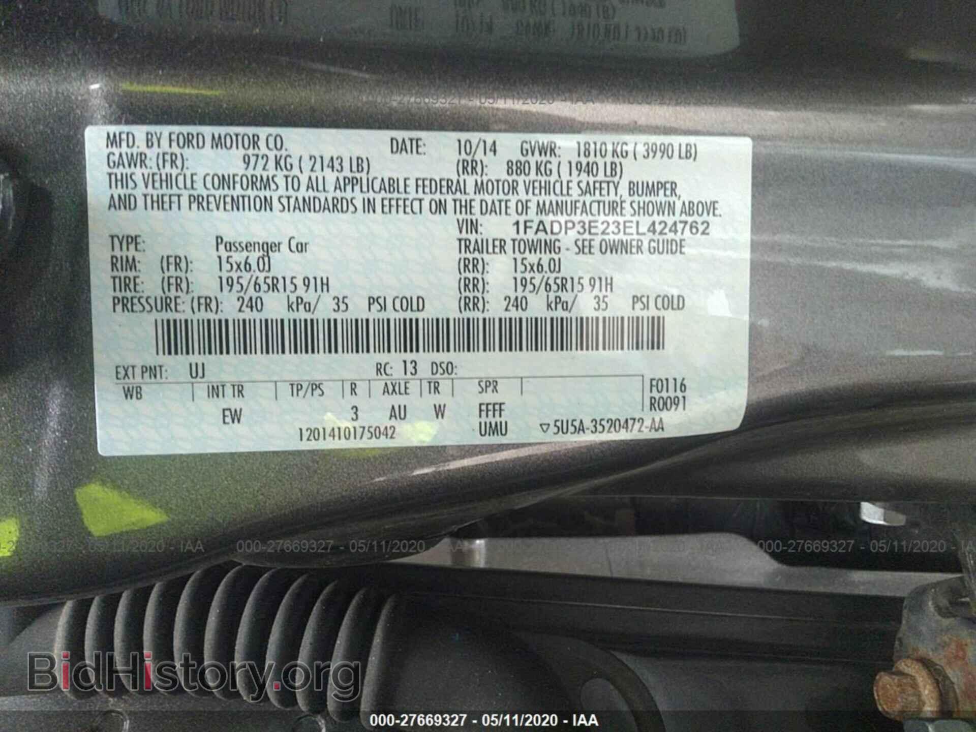 2014 FORD FOCUS - VIN: 1FADP3E23EL424762 - Фото 9