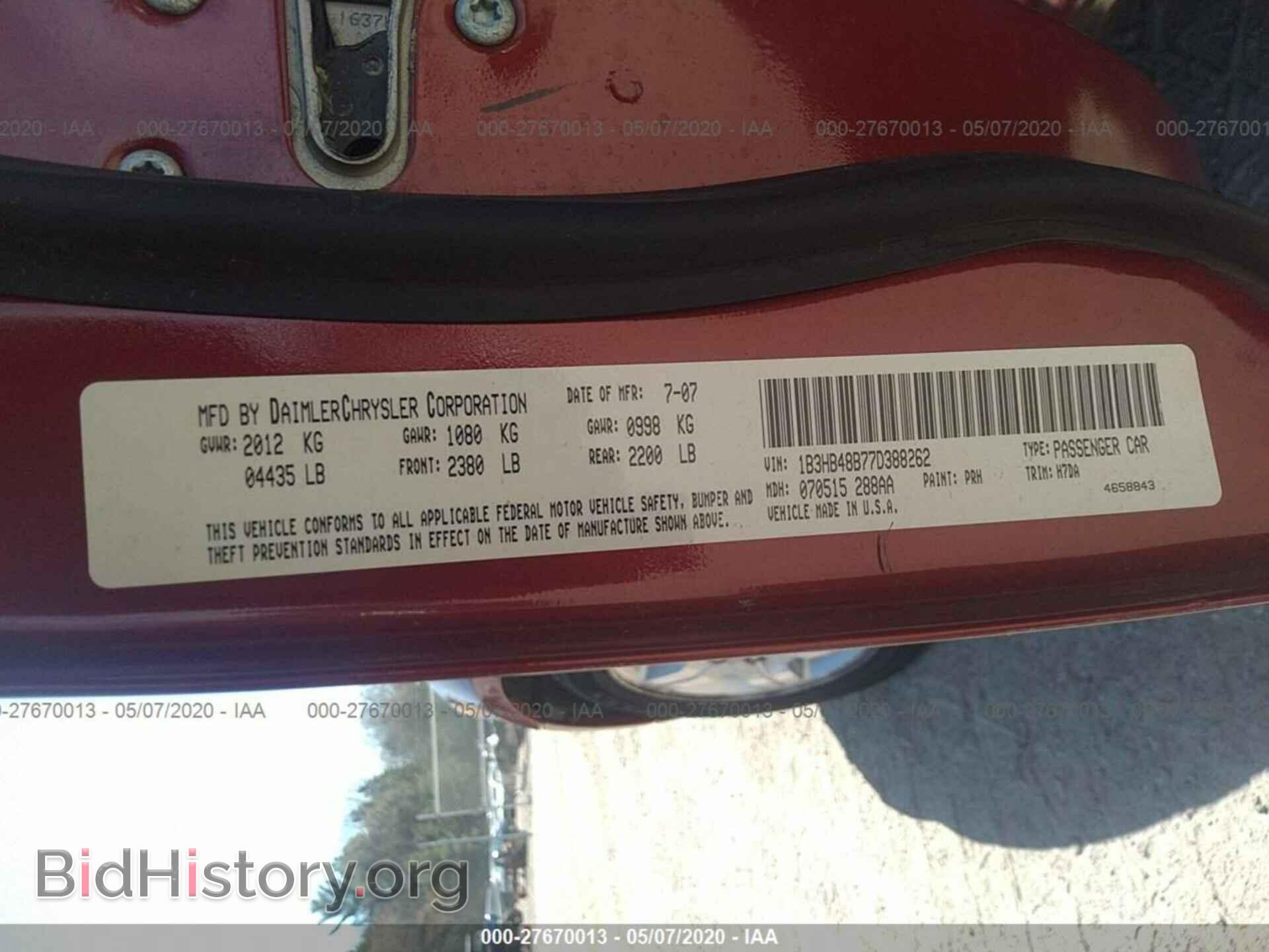 2007 DODGE CALIBER - VIN: 1B3HB48B77D388262 - Photo 9