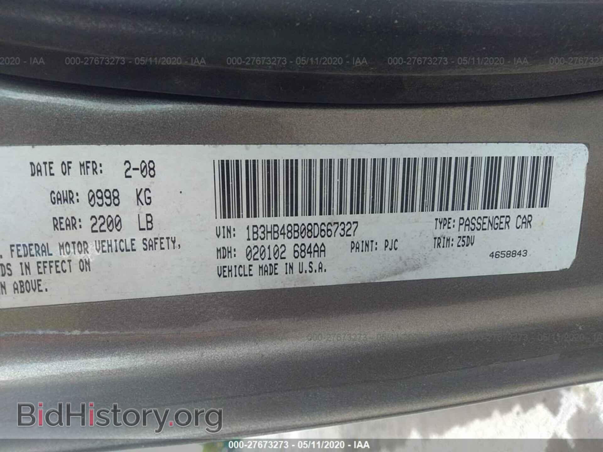2008 DODGE CALIBER - VIN: 1B3HB48B08D667327 - Фото 9