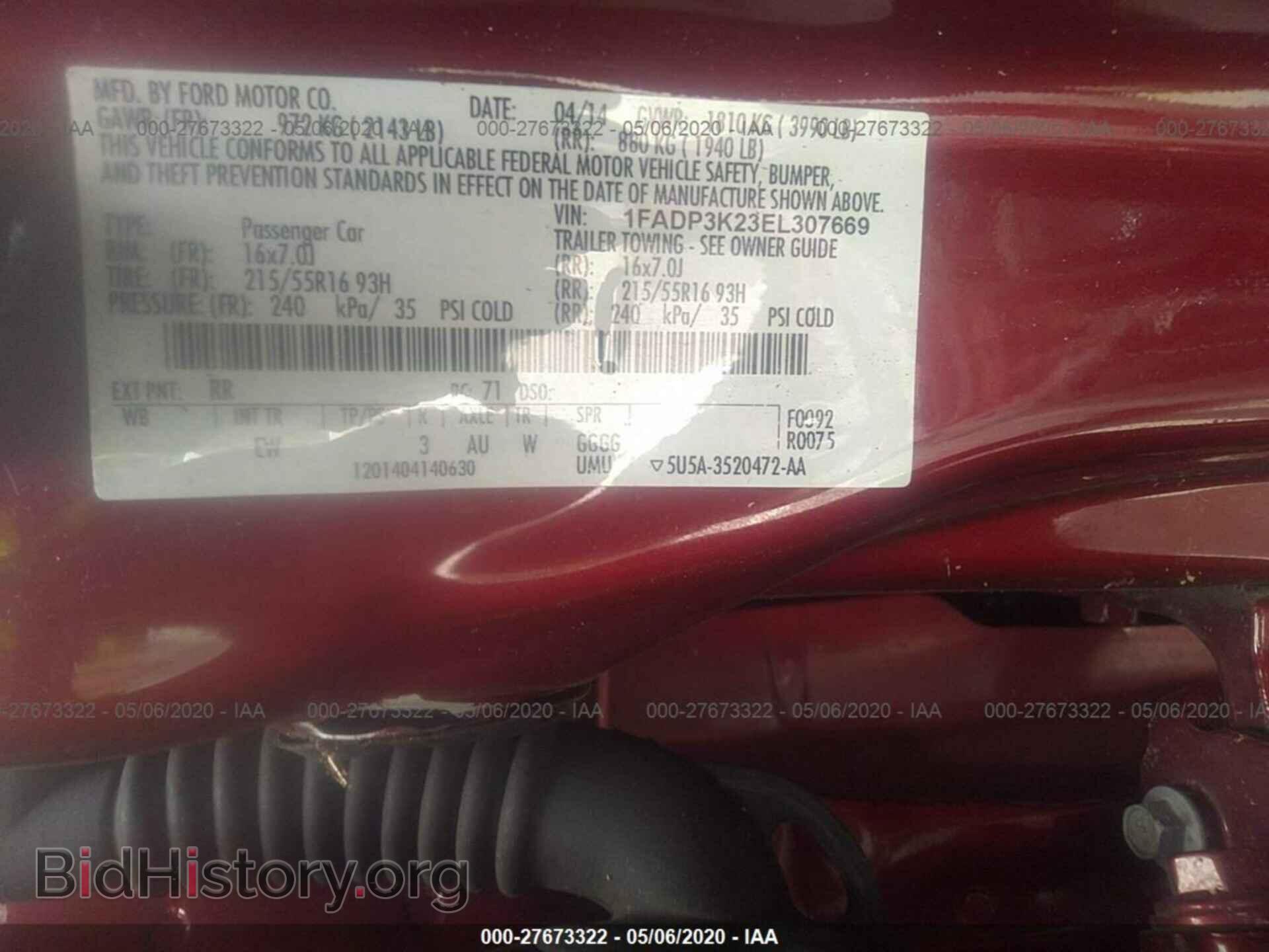 2014 FORD FOCUS - VIN: 1FADP3K23EL307669 - Фото 9