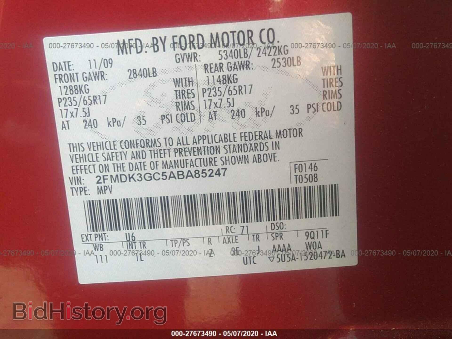 2010 FORD EDGE - VIN: 2FMDK3GC5ABA85247 - Фото 9