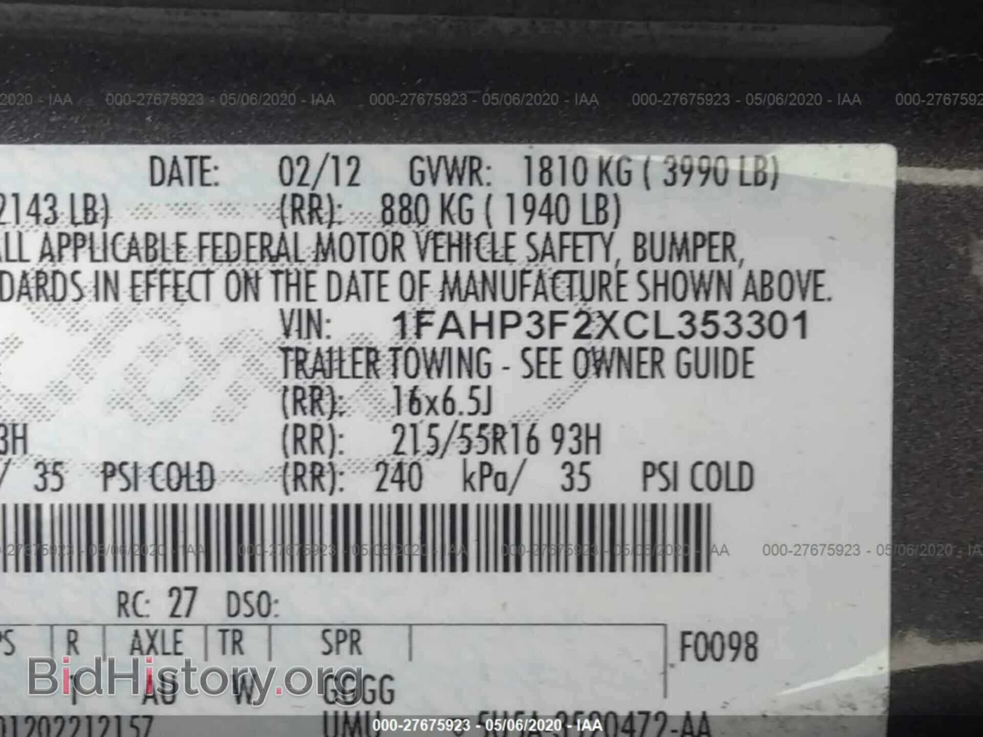 2012 FORD FOCUS - VIN: 1FAHP3F2XCL353301 - Фото 9