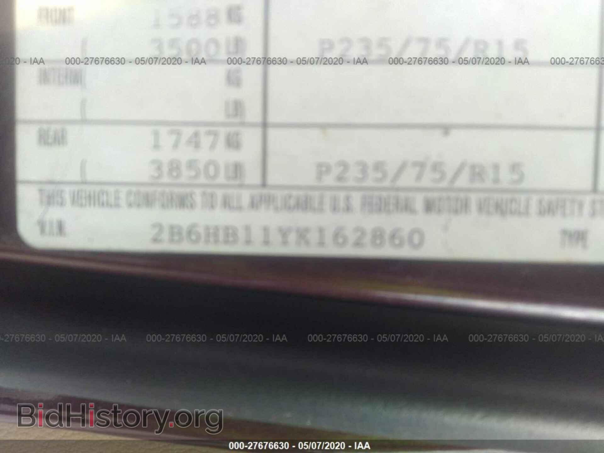 2000 DODGE RAM VAN - VIN: 2B6HB11Y5YK162860 - Фото 9